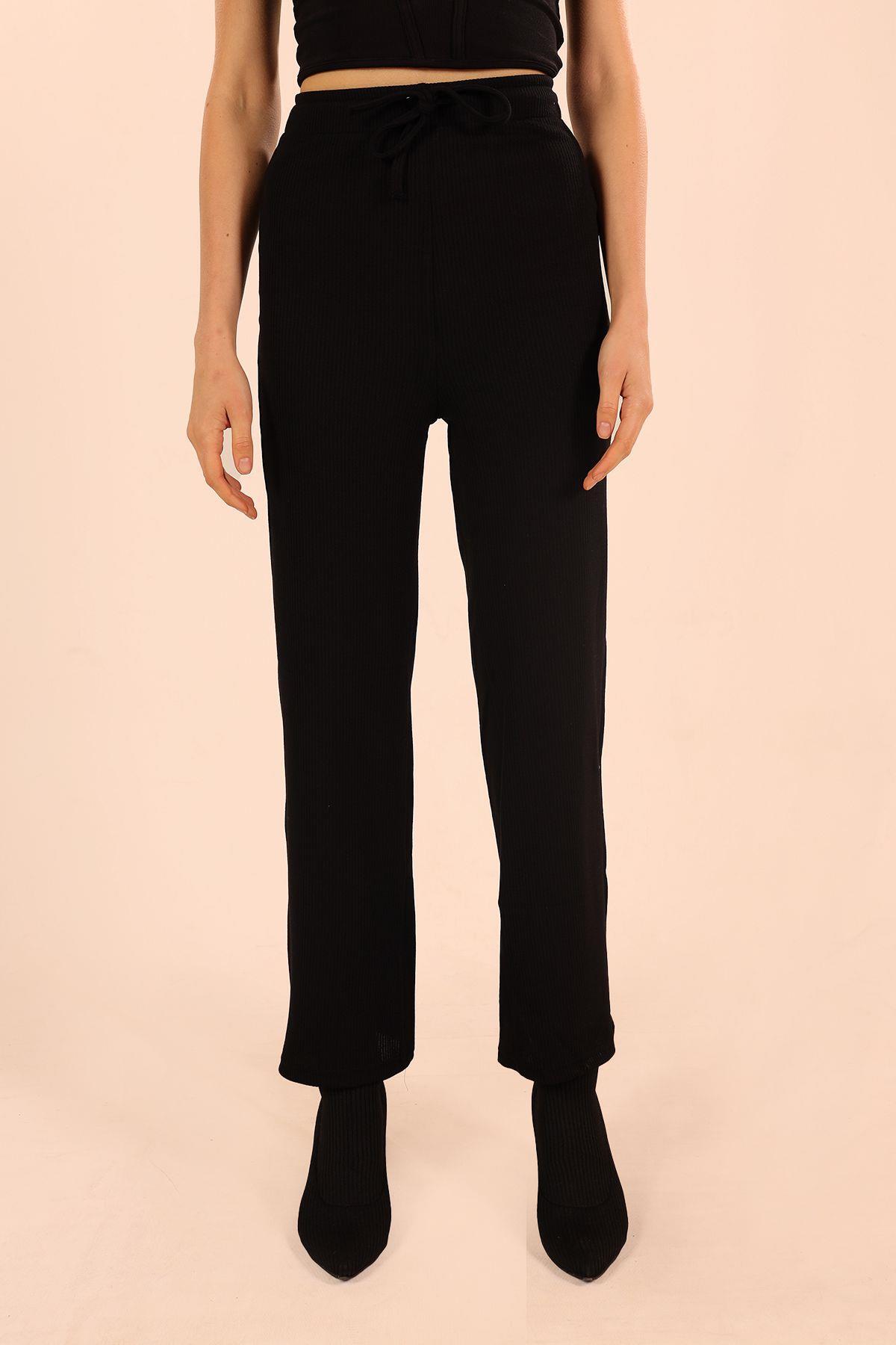 Siyah Bağcıklı Pantolon 6854A - 4