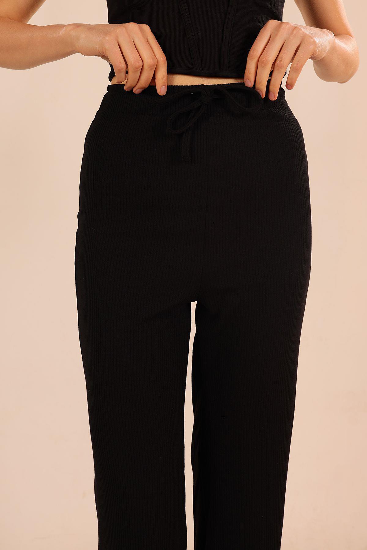 Siyah Bağcıklı Pantolon 6854A - 7