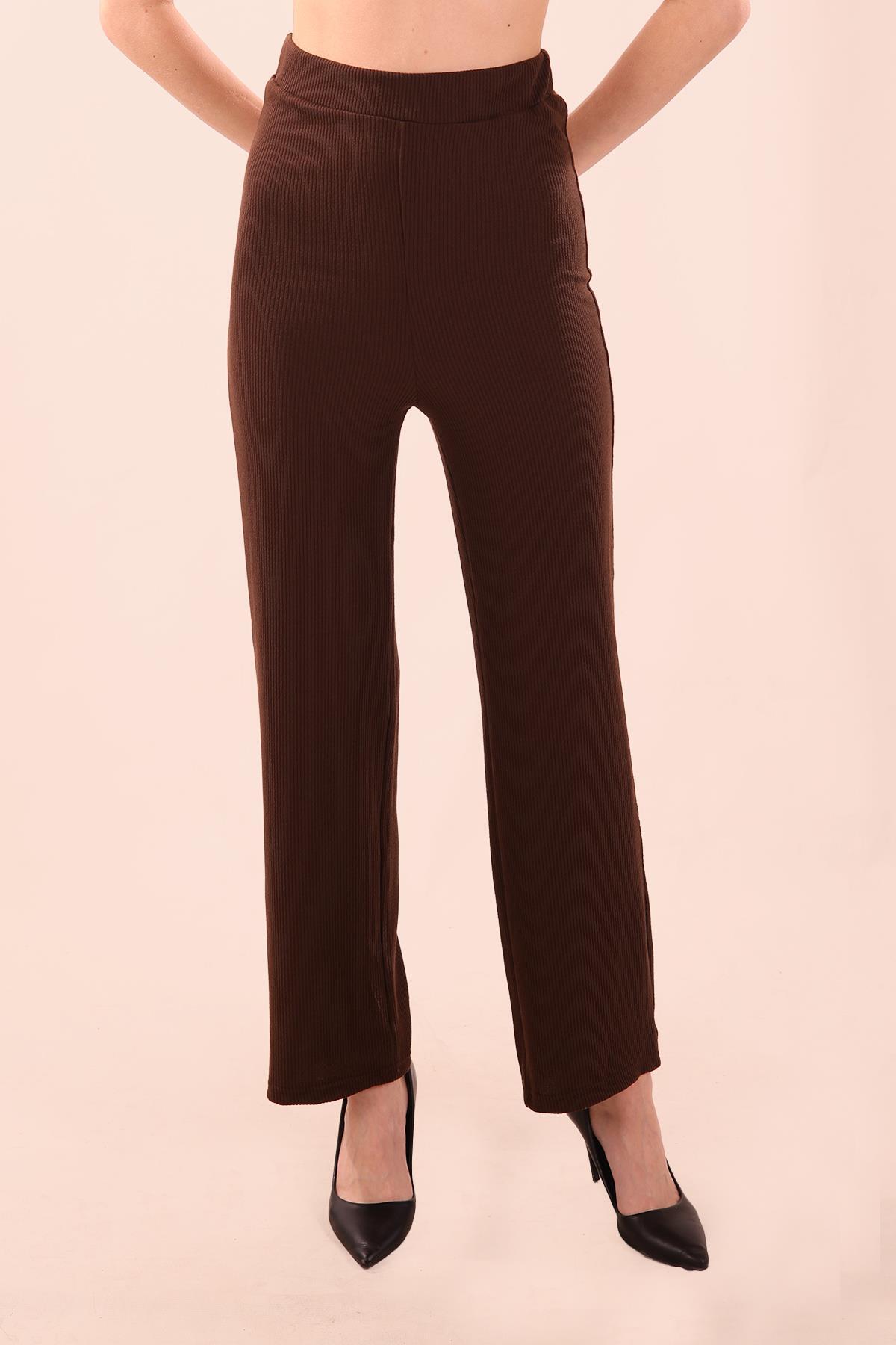 6855A Bel Lastikli Pantolon Kahve - 1