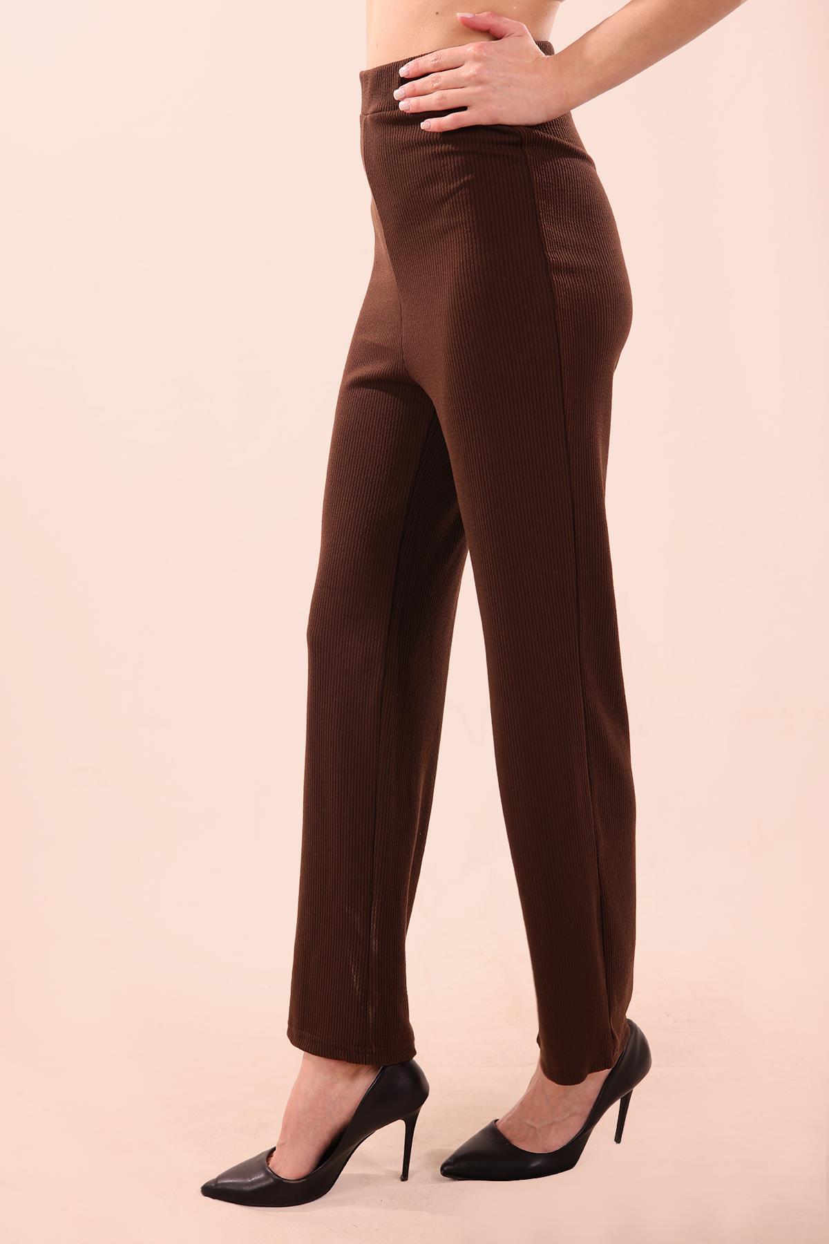 Kahve Bel Lastikli Pantolon 6855A - 5