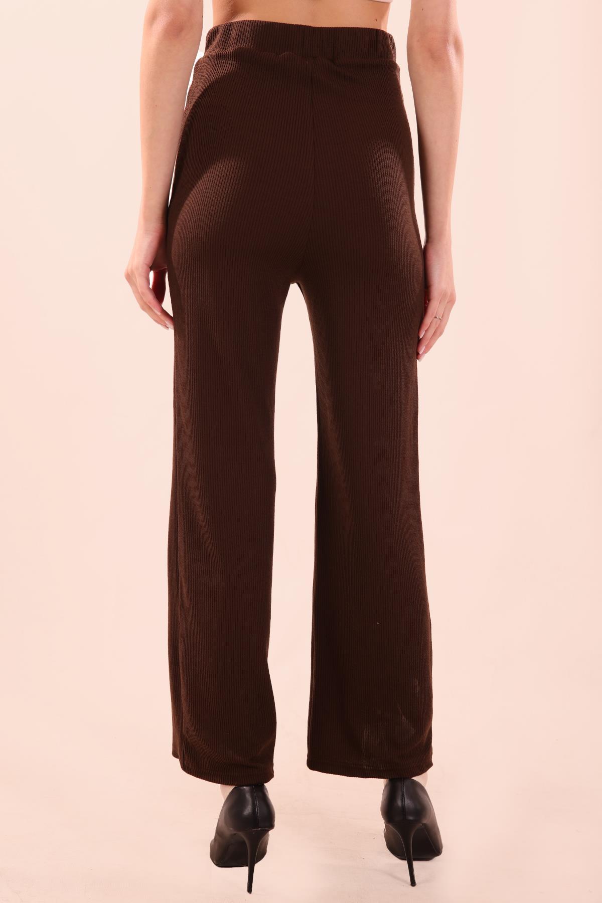 Kahve Bel Lastikli Pantolon 6855A - 6