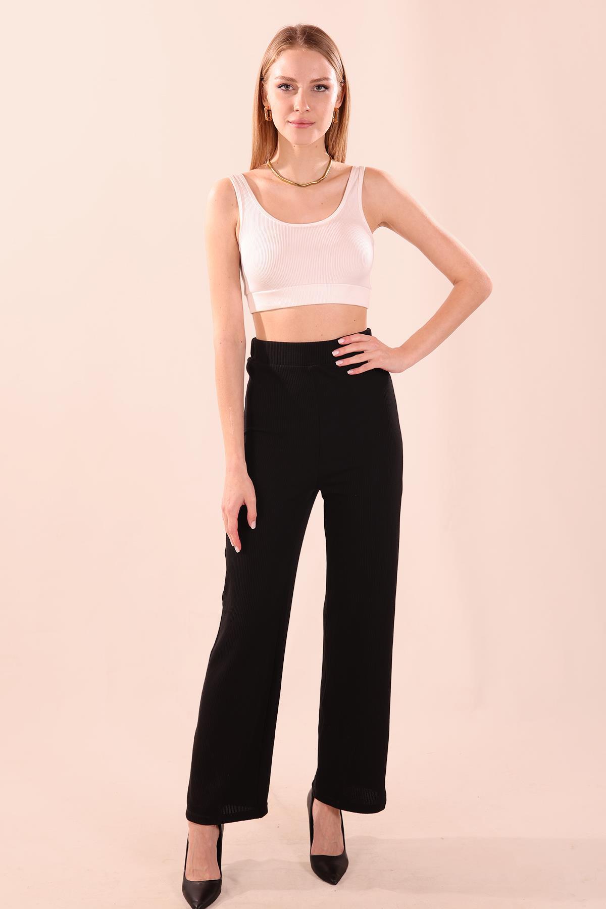 Siyah Bel Lastikli Pantolon 6855A 