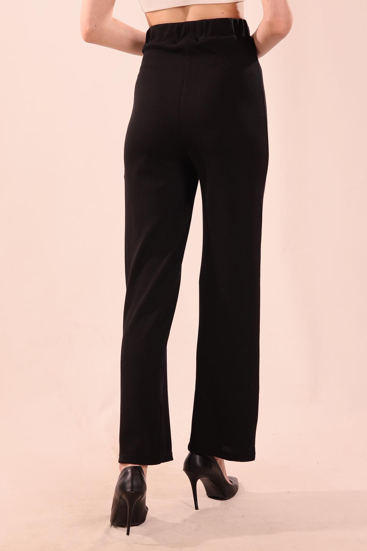 Siyah Bel Lastikli Pantolon 6855A - 5