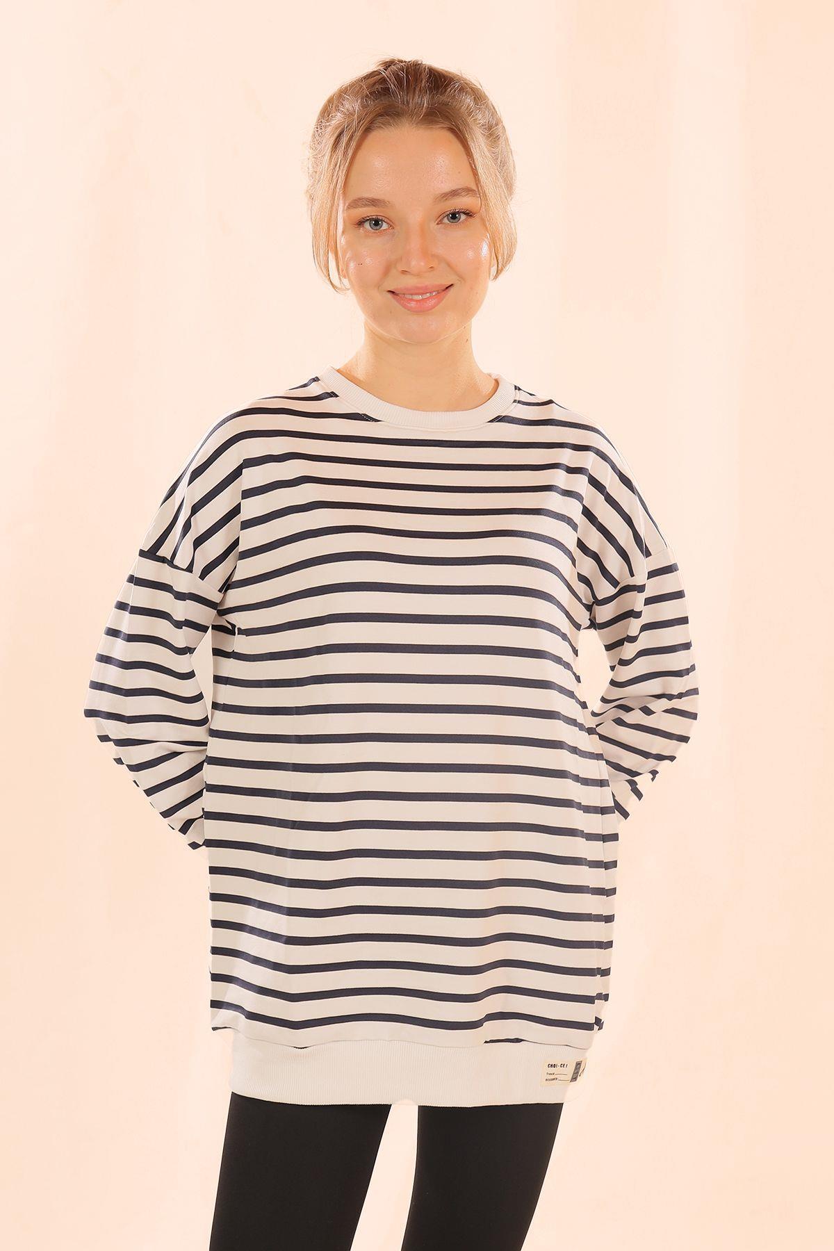 Laci Bisiklet Yaka Çizgili Sweat 6859 - 1