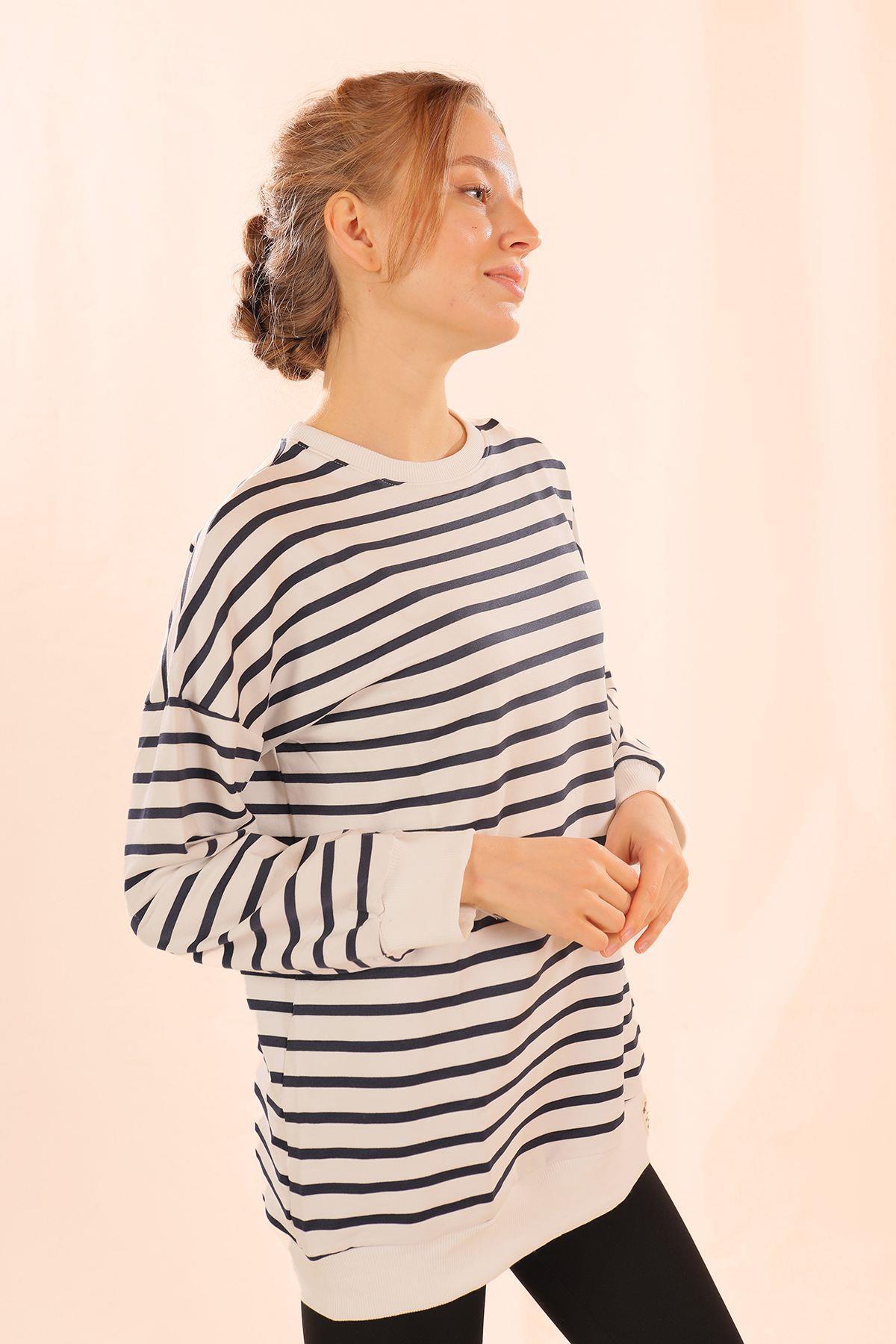 Laci Bisiklet Yaka Çizgili Sweat 6859 - 4