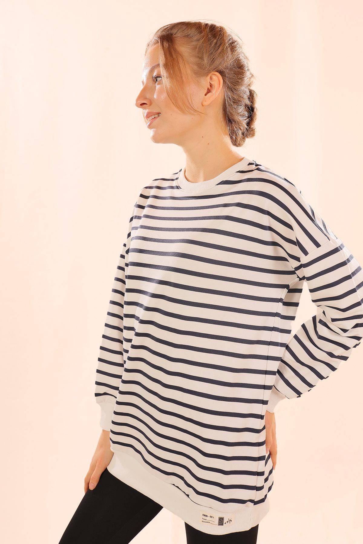 Laci Bisiklet Yaka Çizgili Sweat 6859 - 5