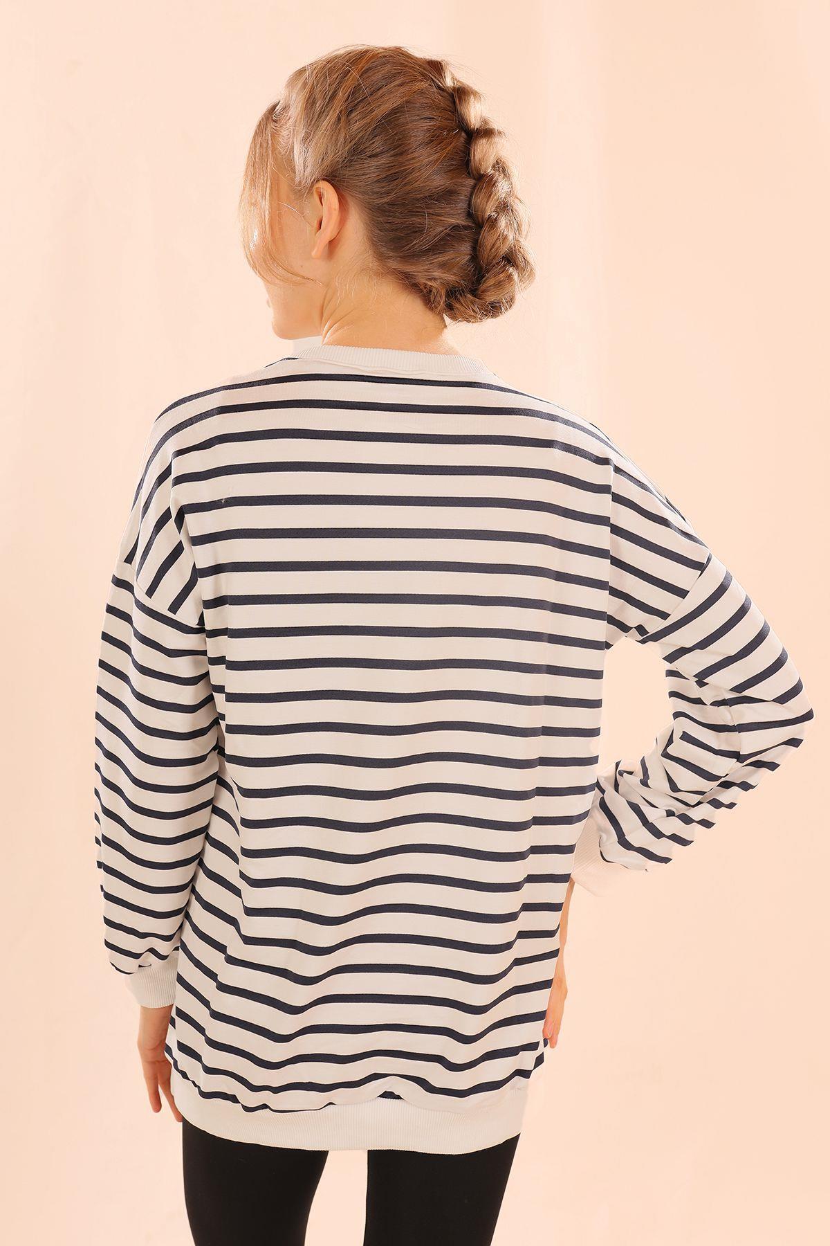 Laci Bisiklet Yaka Çizgili Sweat 6859 - 8