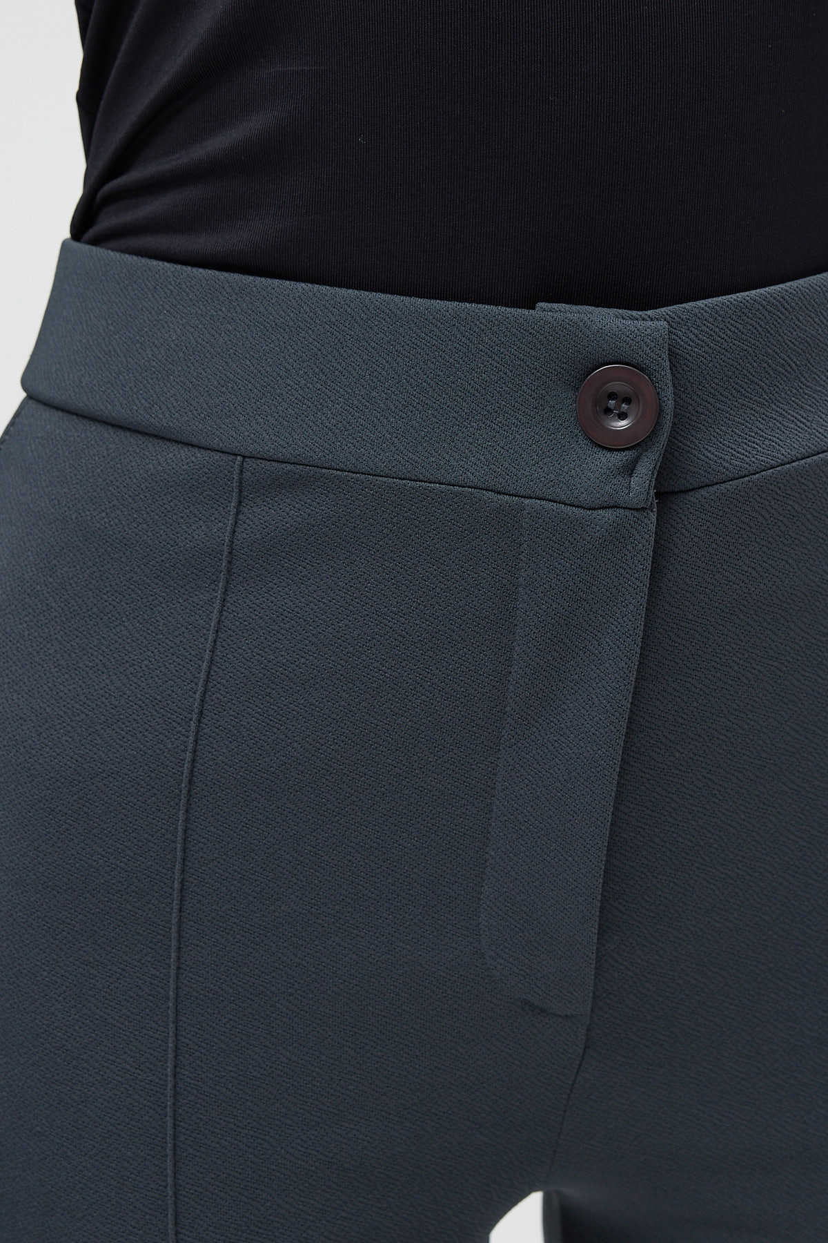 Füme Straight/Düz Kesim Yüksek Bel Nervür Dikişli Örme Pantolon TCR-6873A - 4