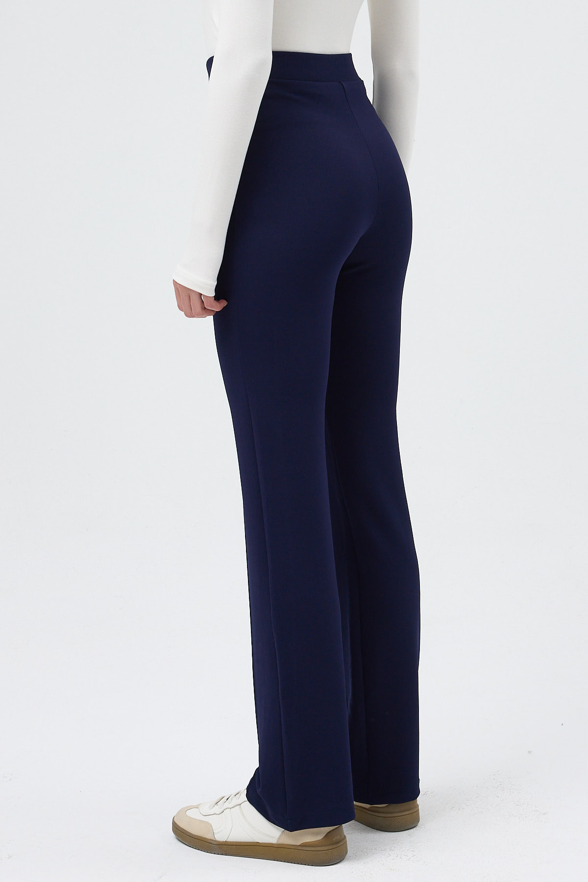 Laci Straight/Düz Kesim Yüksek Bel Nervür Dikişli Örme Pantolon TCR-6873A - 5