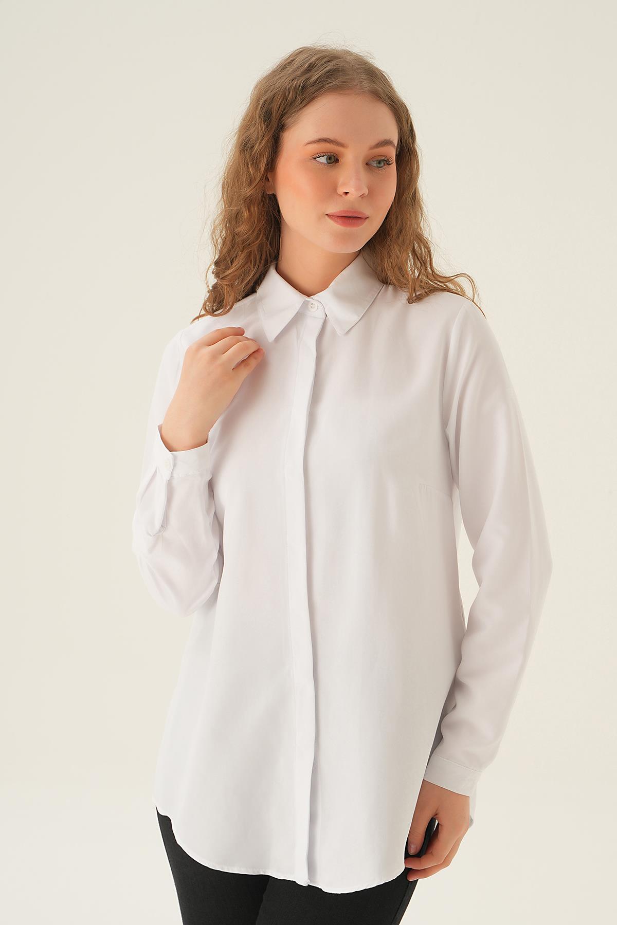 6885A Oversize Gömlek Beyaz - 3