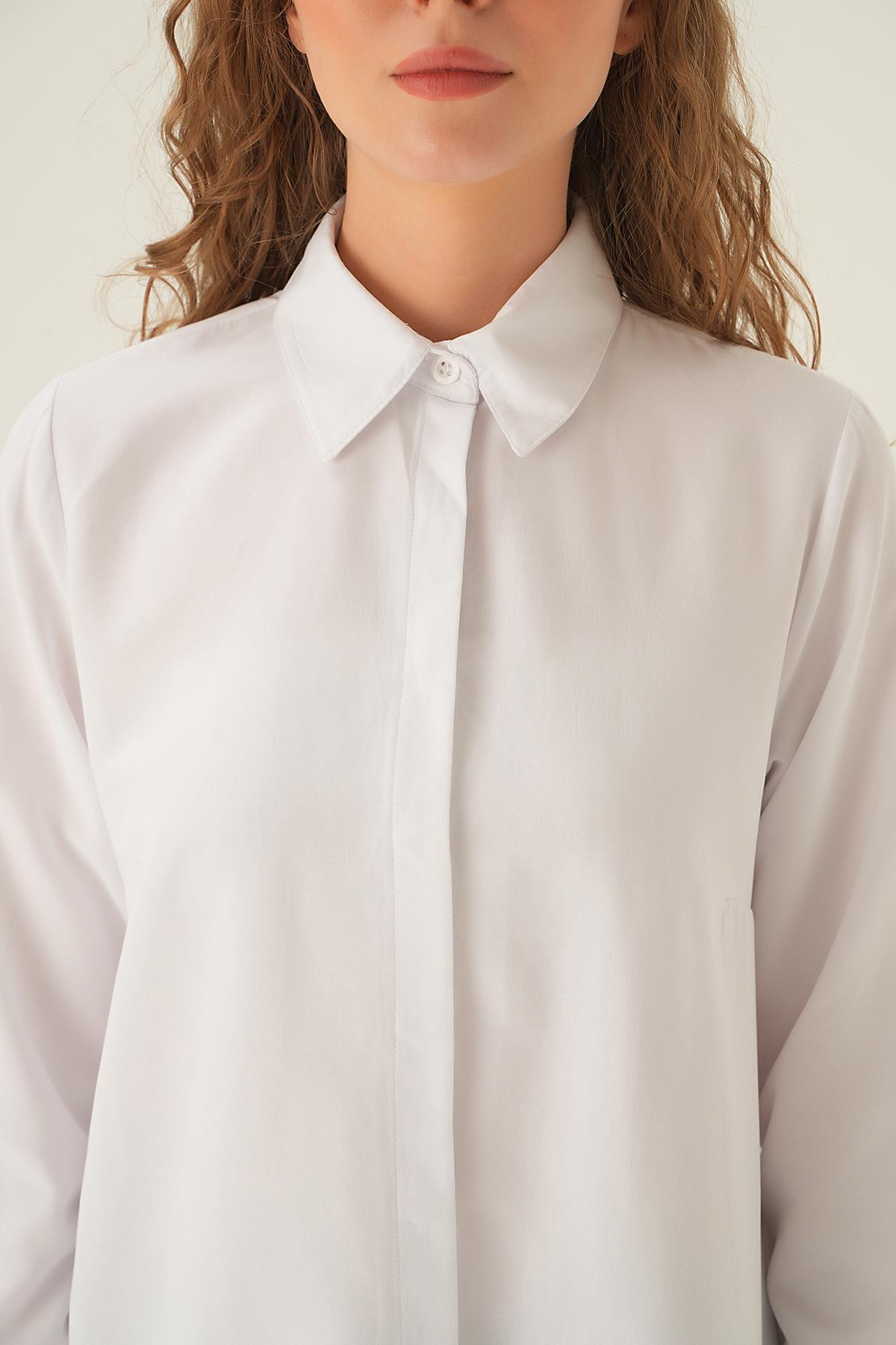 Beyaz Oversize Gömlek 6885A - 2