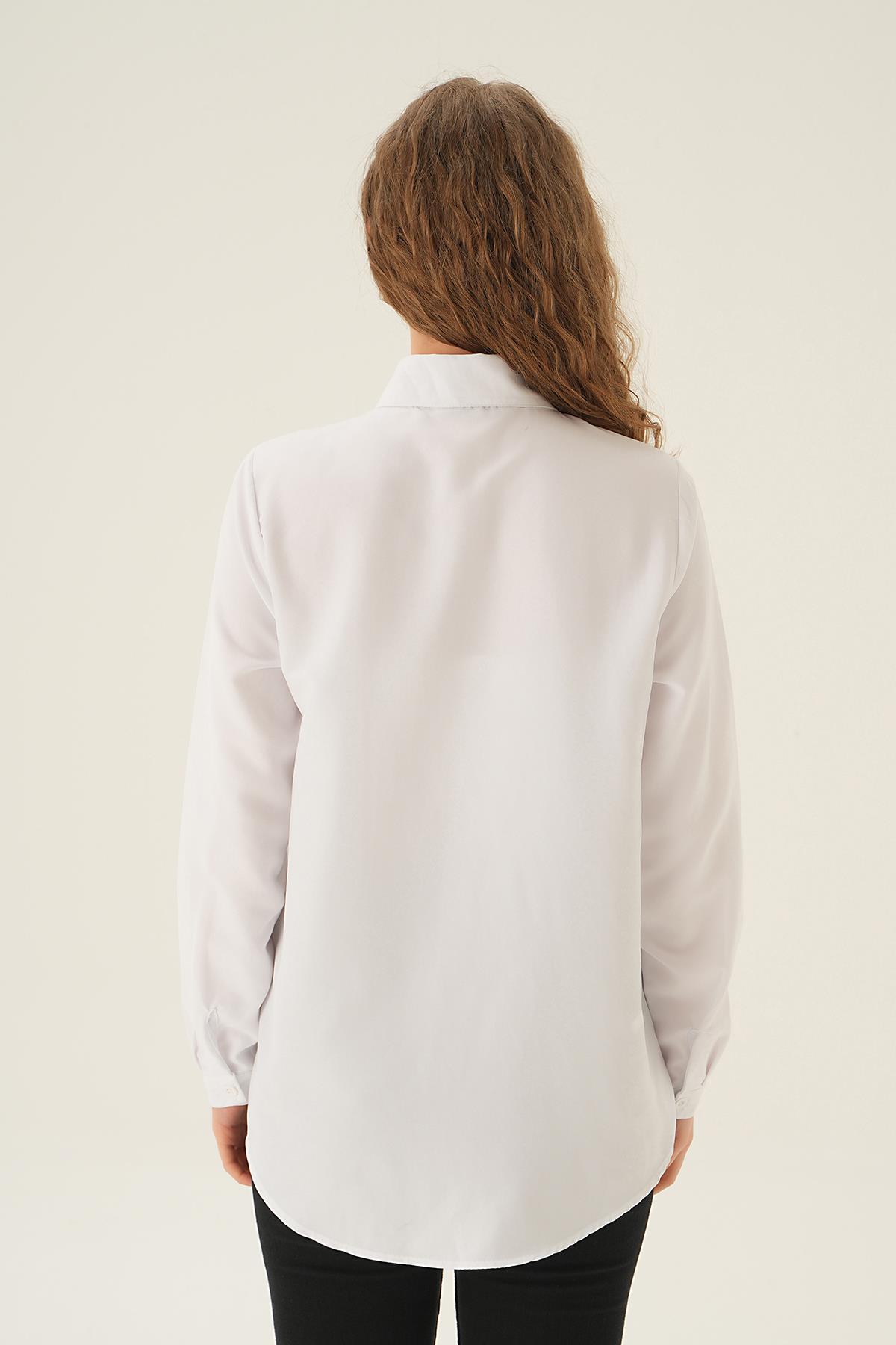 Beyaz Oversize Gömlek 6885A - 4