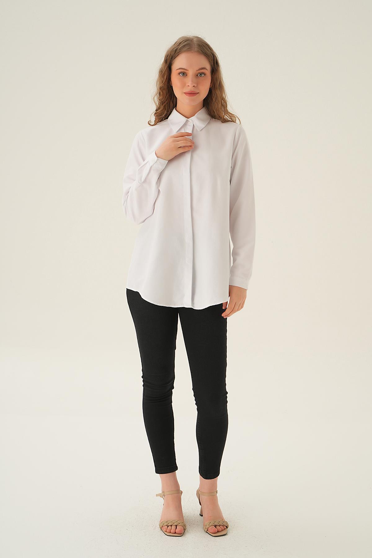 Beyaz Oversize Gömlek 6885A - 6