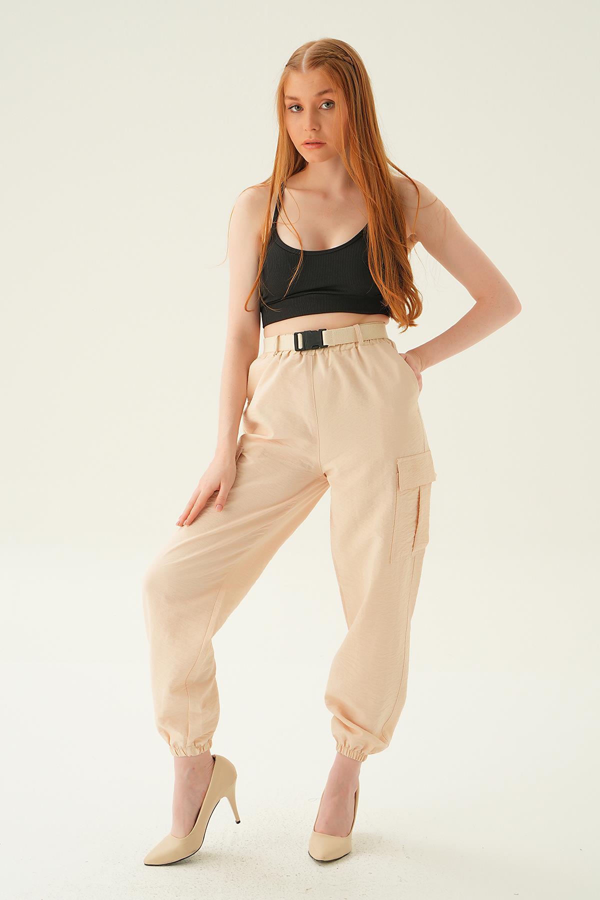 Taş Kemerli Paraşüt Pantolon 6888A 