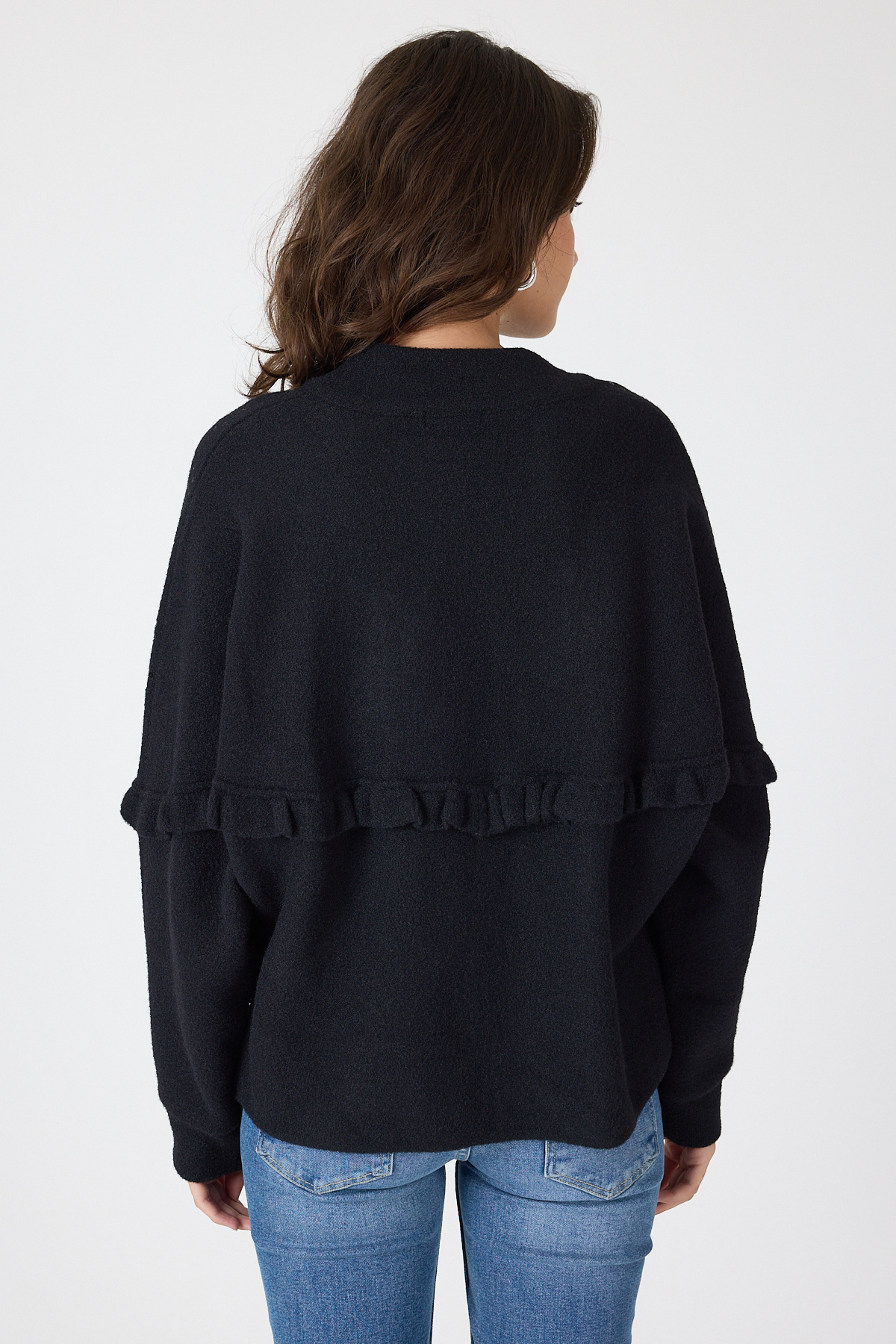 Siyah Pul İşlemeli Cepli Fermuarlı Kadın Hırka 6890 - 5