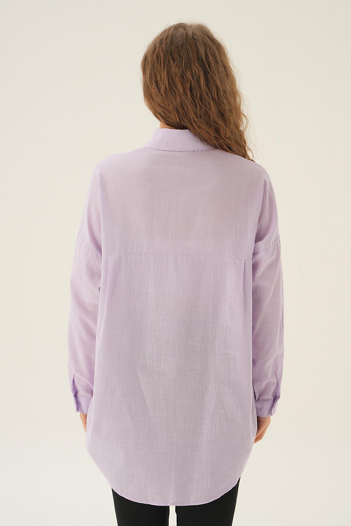 Lila Çift Cep Gömlek 6891A - 3