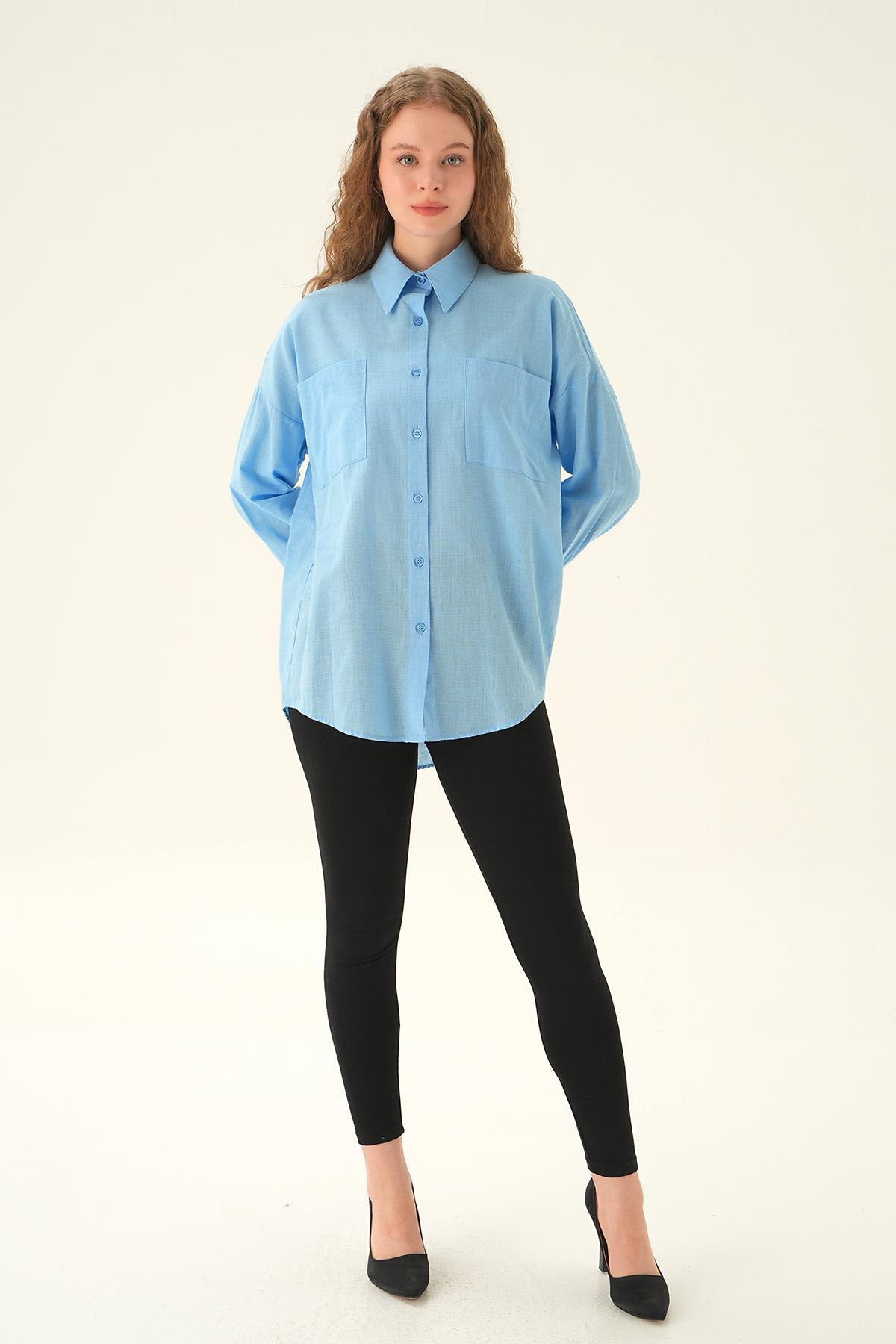 Mavi Çift Cep Gömlek 6891A - 2