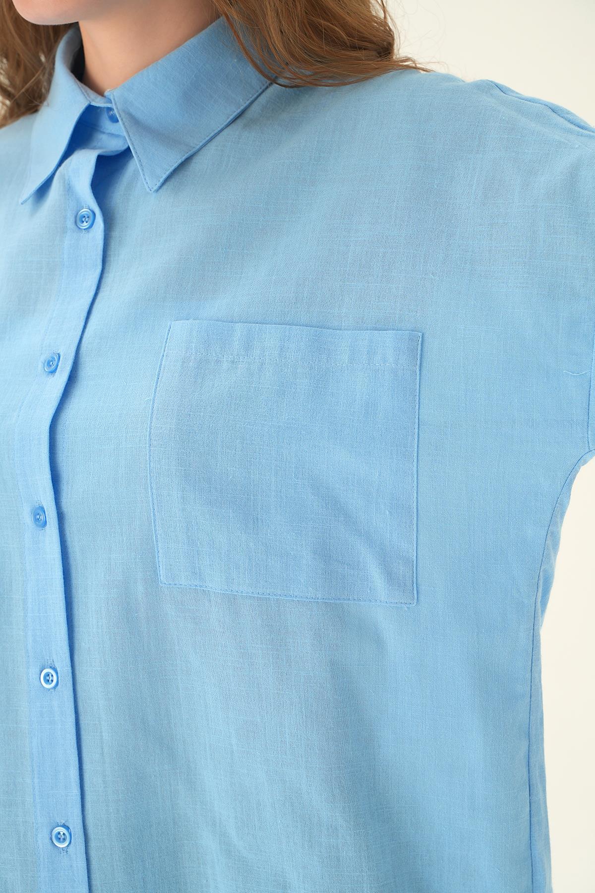 Mavi Çift Cep Gömlek 6891A - 5