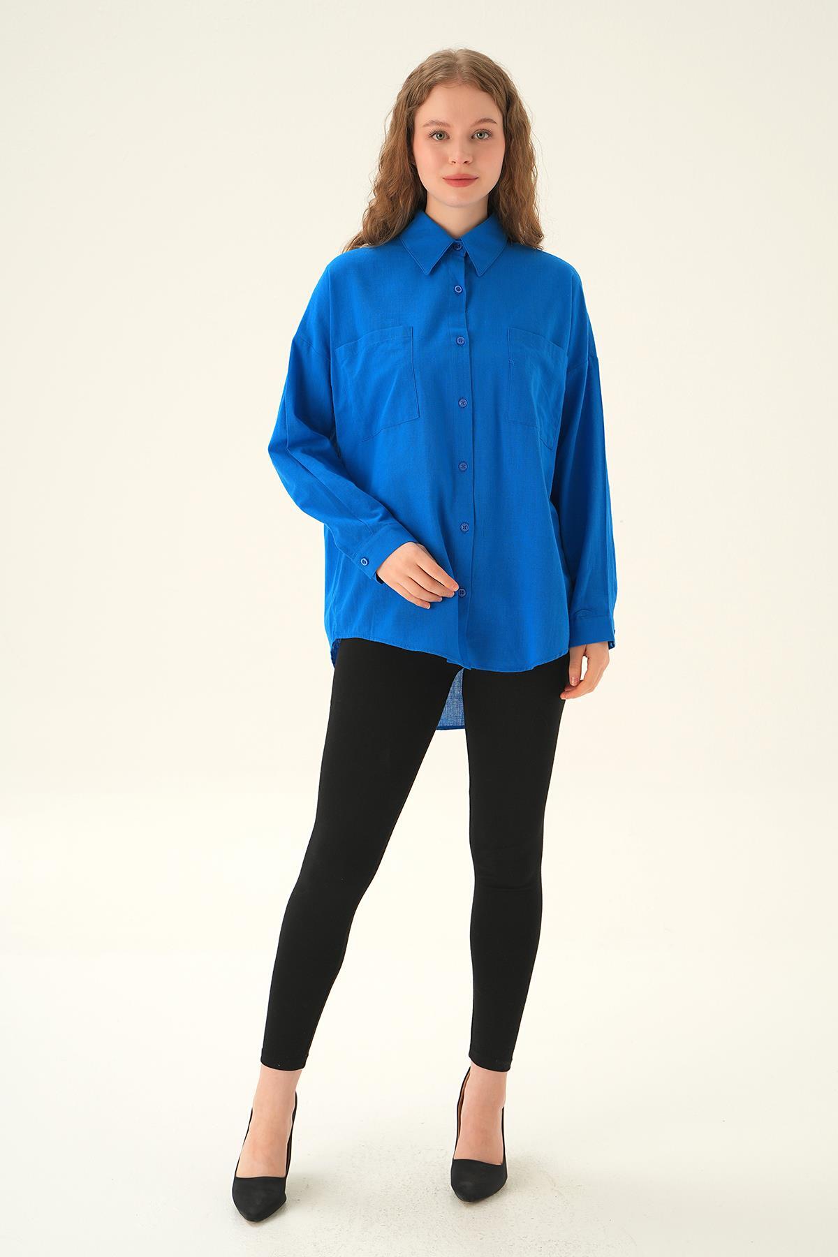 Saks Çift Cep Gömlek 6891A - 2