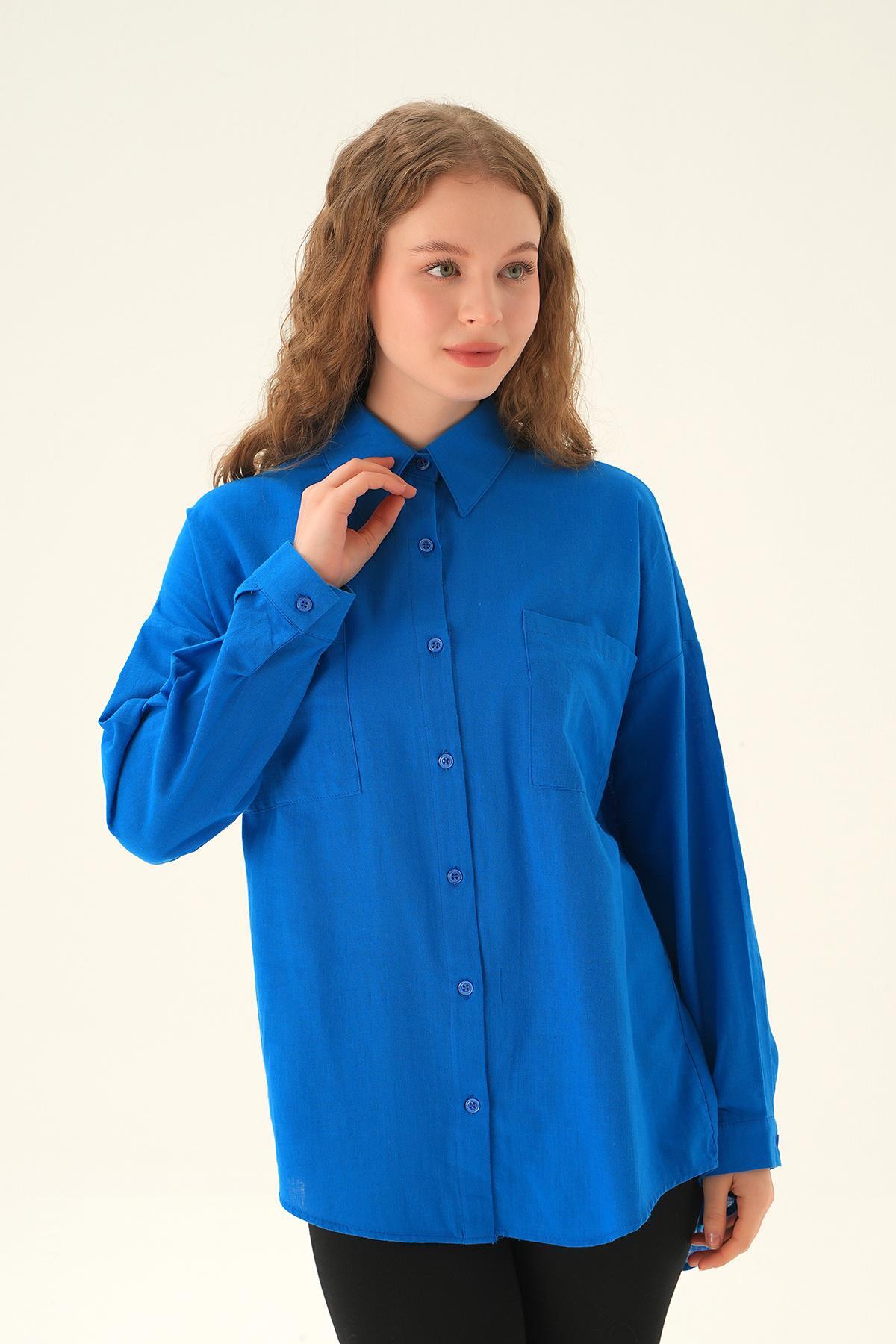 Saks Çift Cep Gömlek 6891A - 3