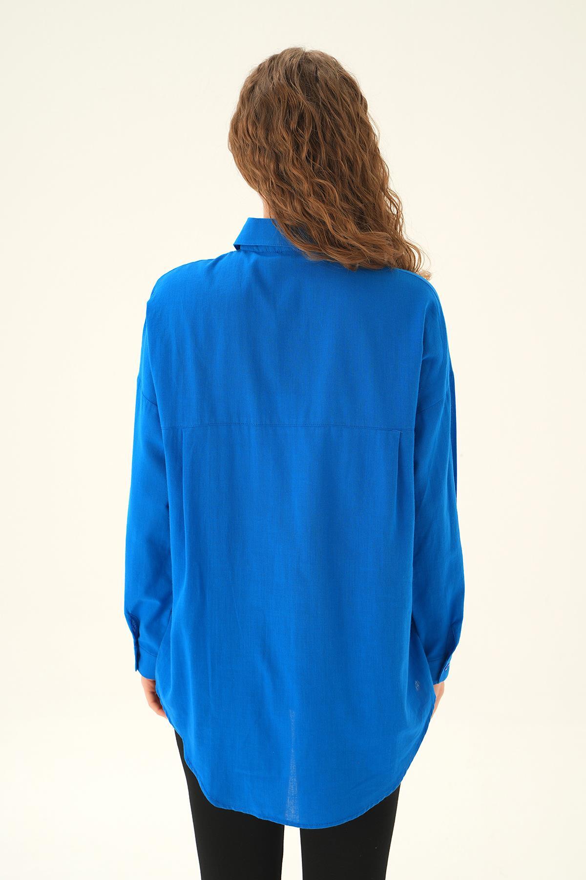 Saks Çift Cep Gömlek 6891A - 4