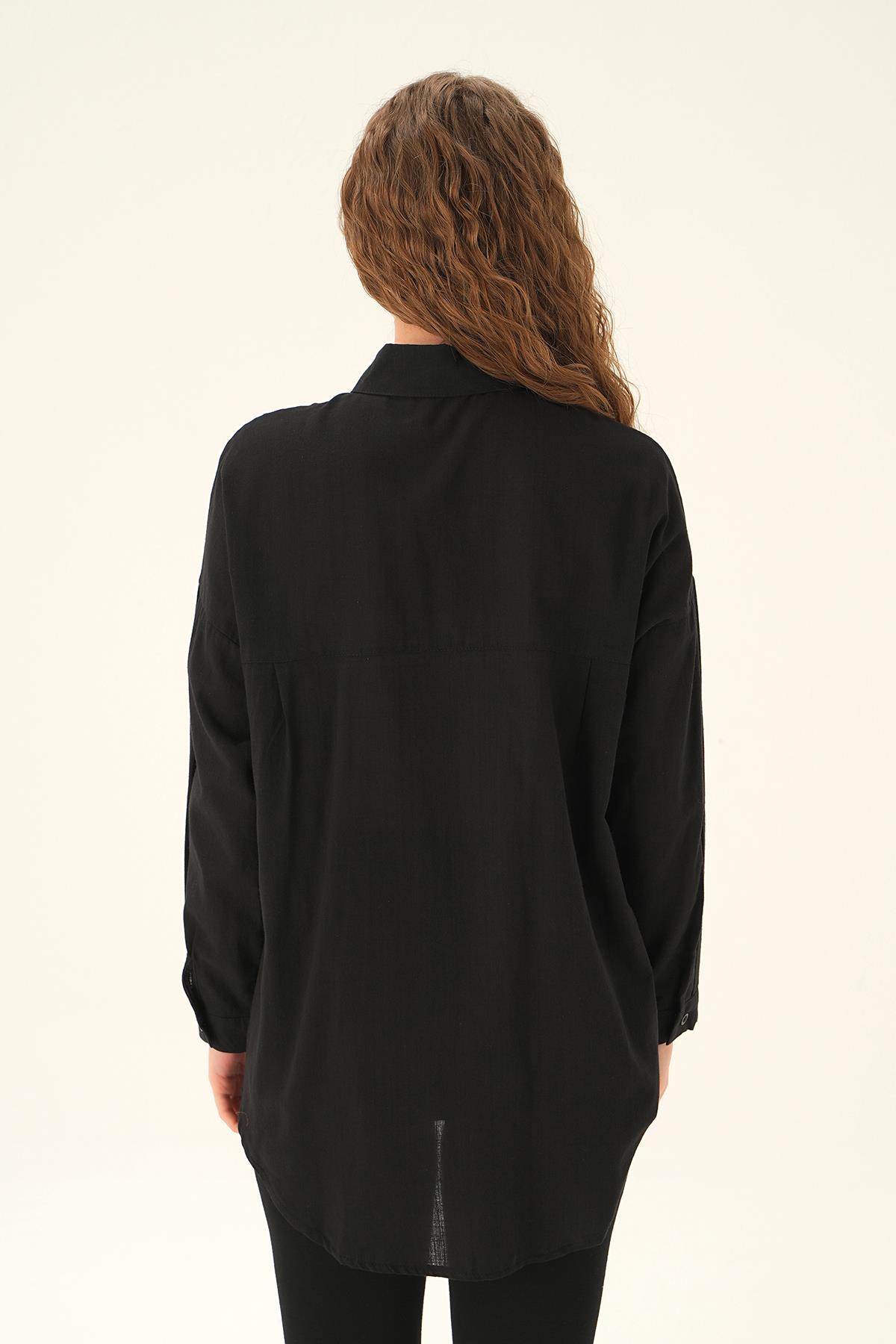 Siyah Çift Cep Gömlek 6891A - 4