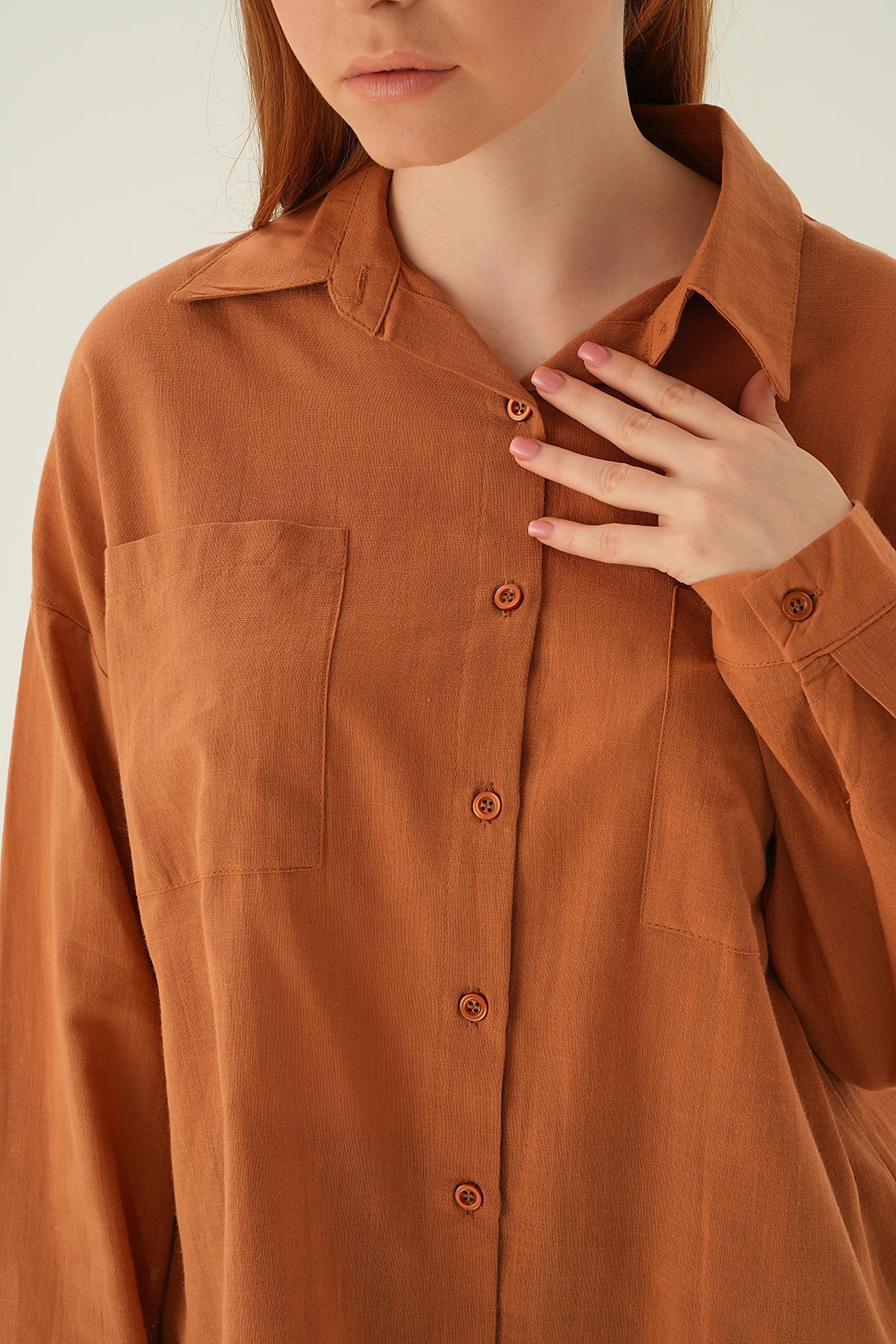 Taba Çift Cep Gömlek 6891A - 6