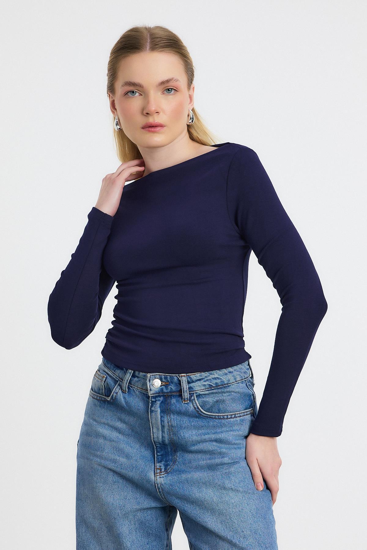 Laci Yanları Büzgülü Bluz 6893 