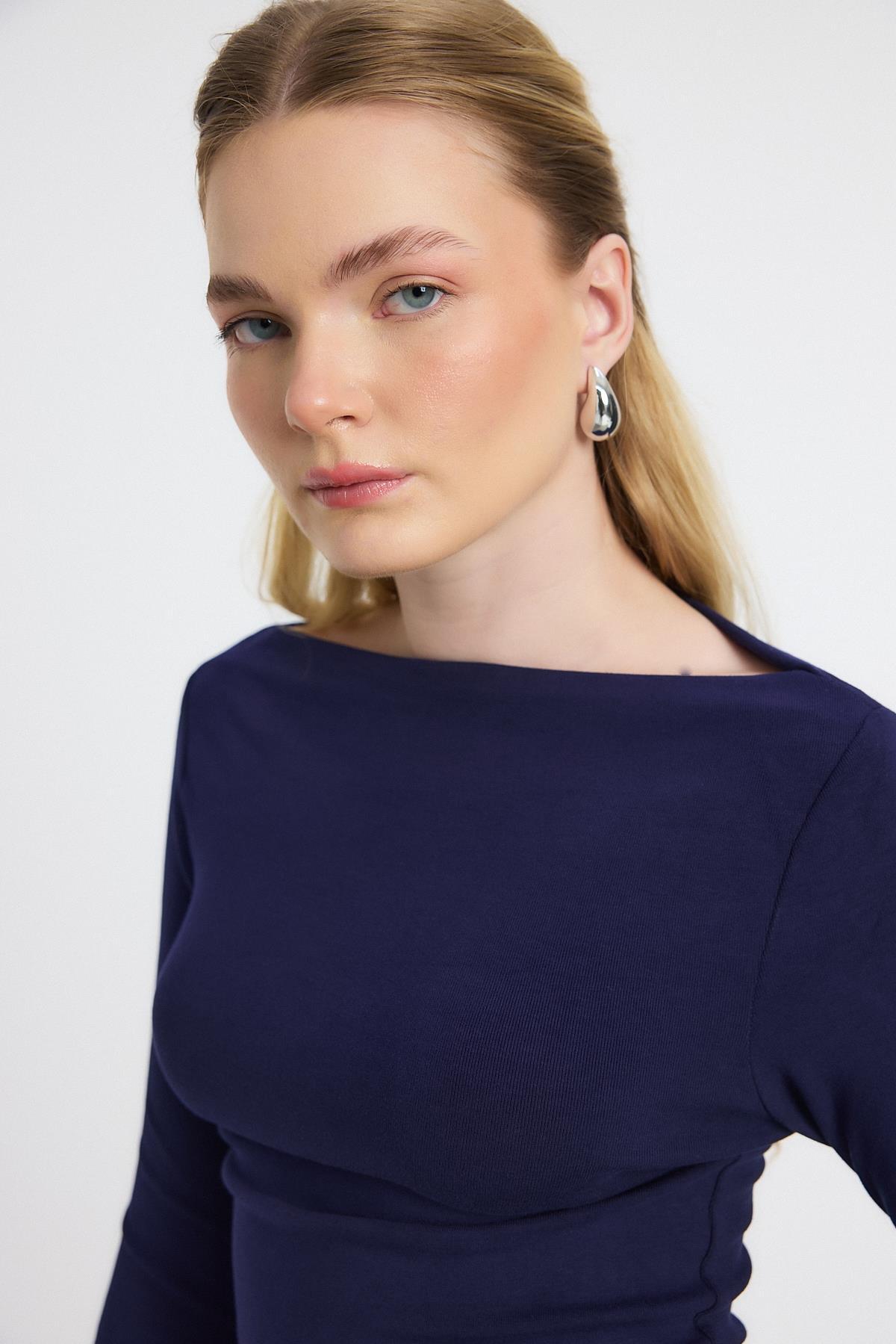 Laci Yanları Büzgülü Bluz 6893 - 4