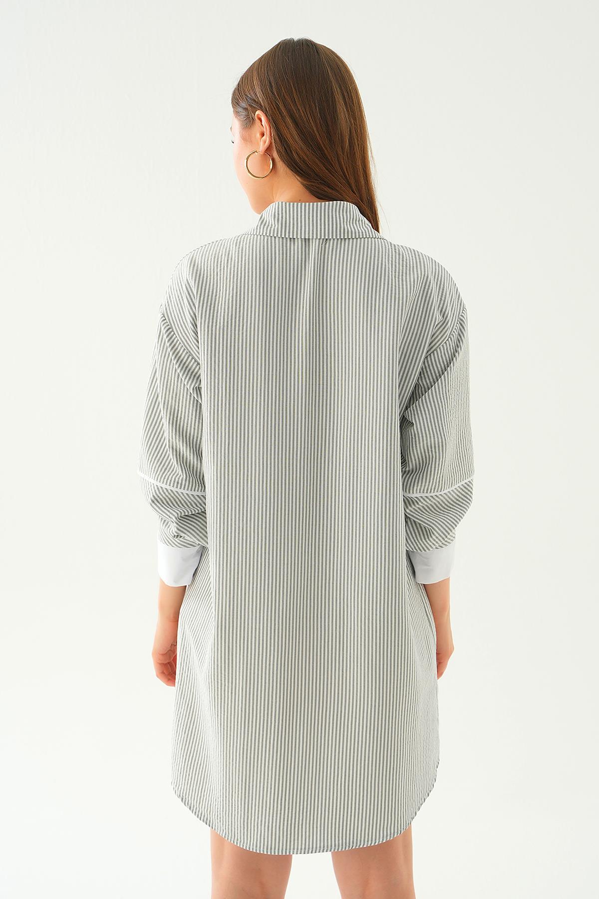 Siyah Kol Biyeli Uzun Gömlek 6895A - 5