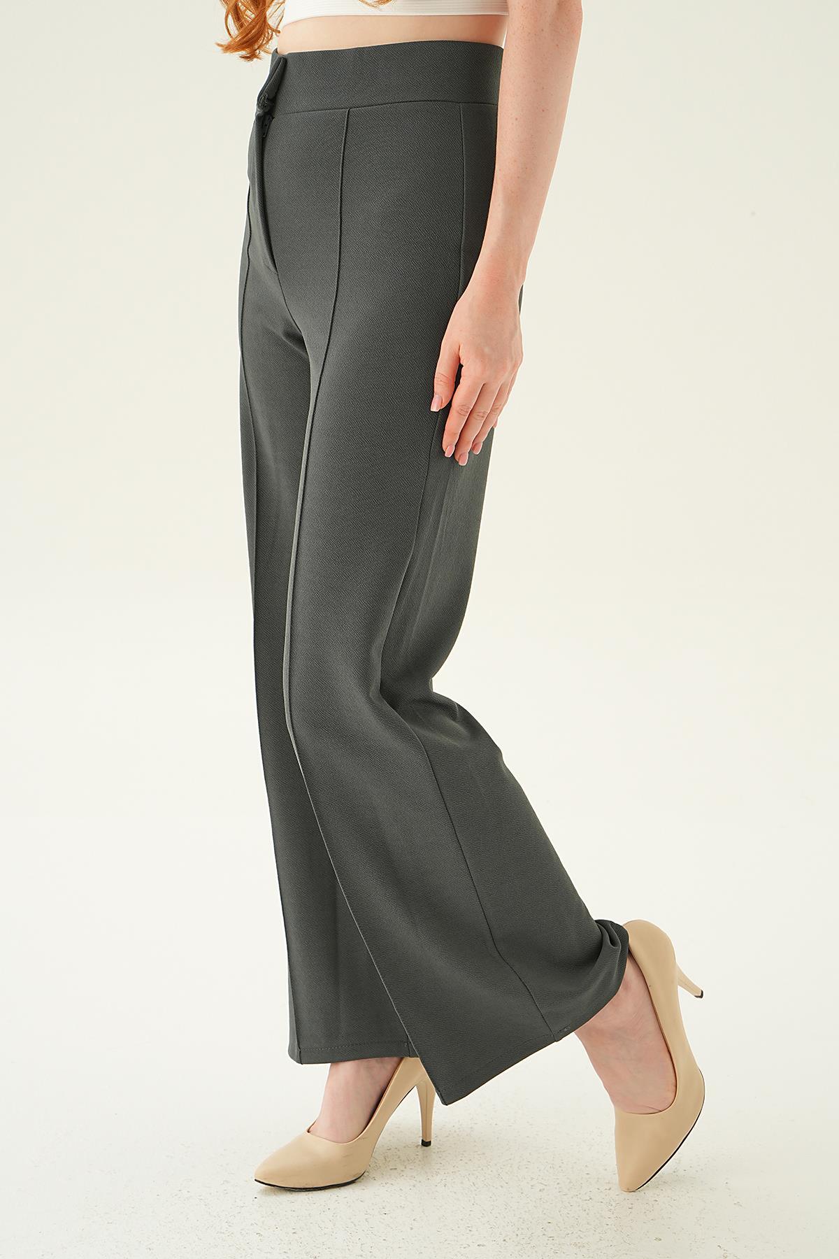 Füme Çıma Detay Geniş Pantolon 6897A - 4