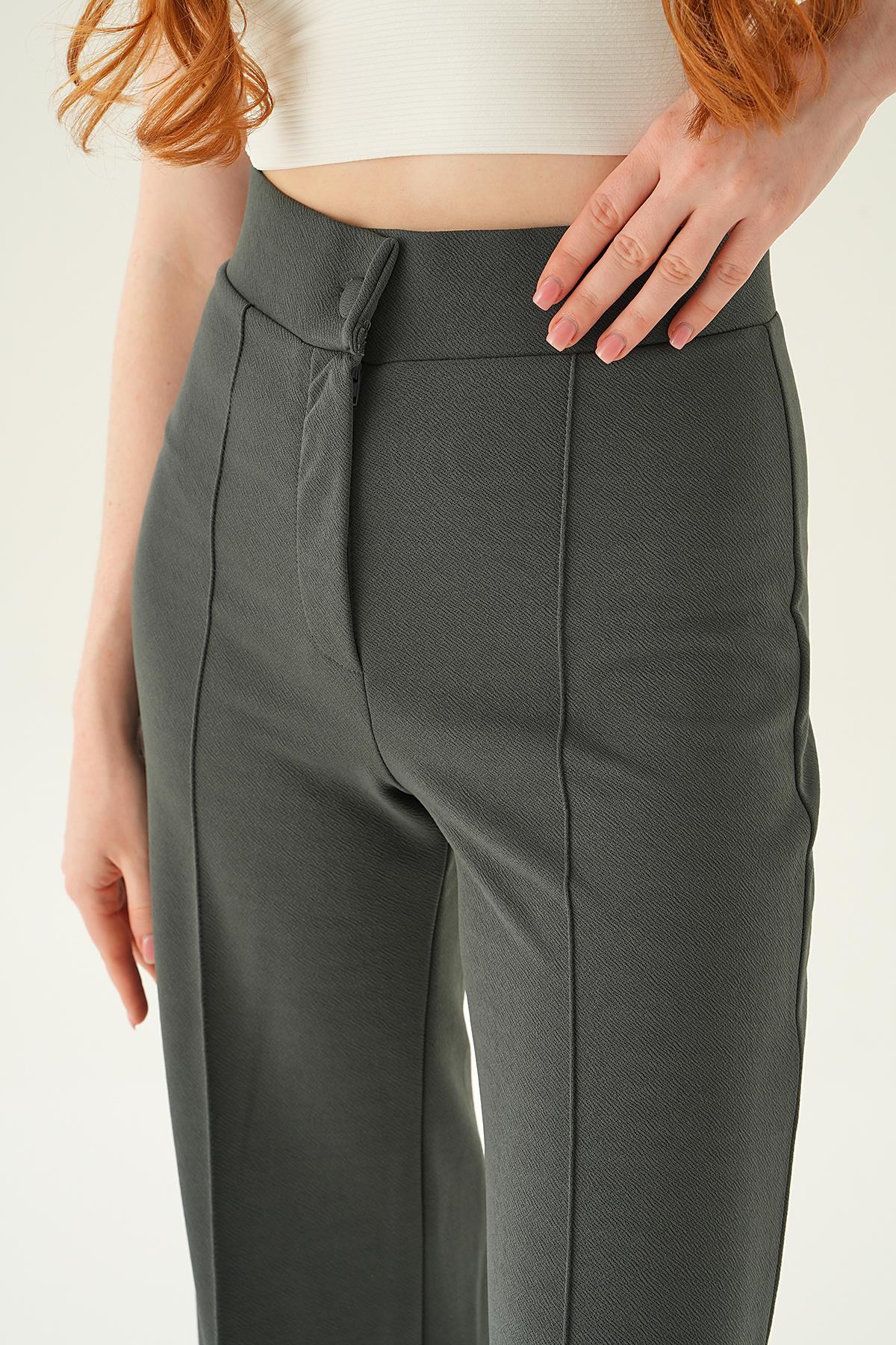 Füme Çıma Detay Geniş Pantolon 6897A - 6