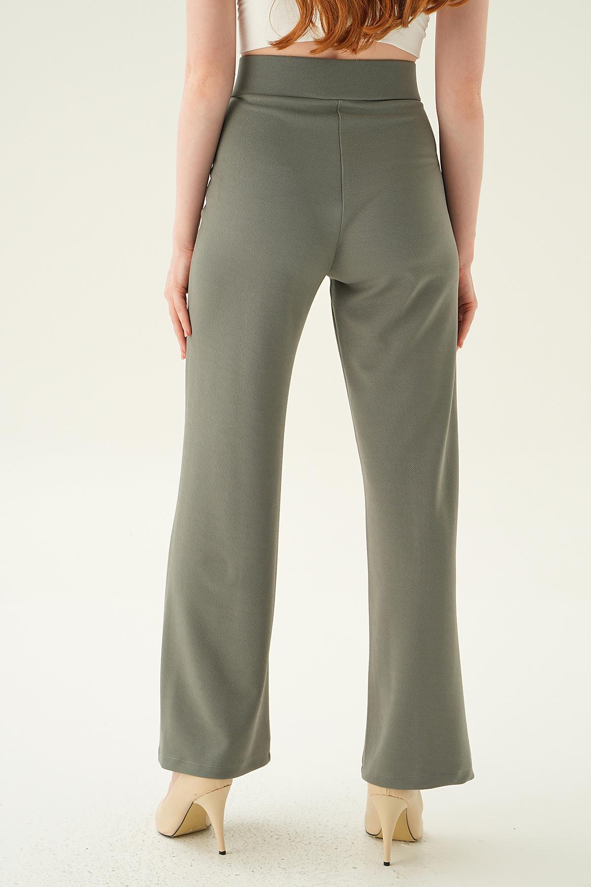 Gri Çıma Detay Geniş Pantolon 6897A - 6