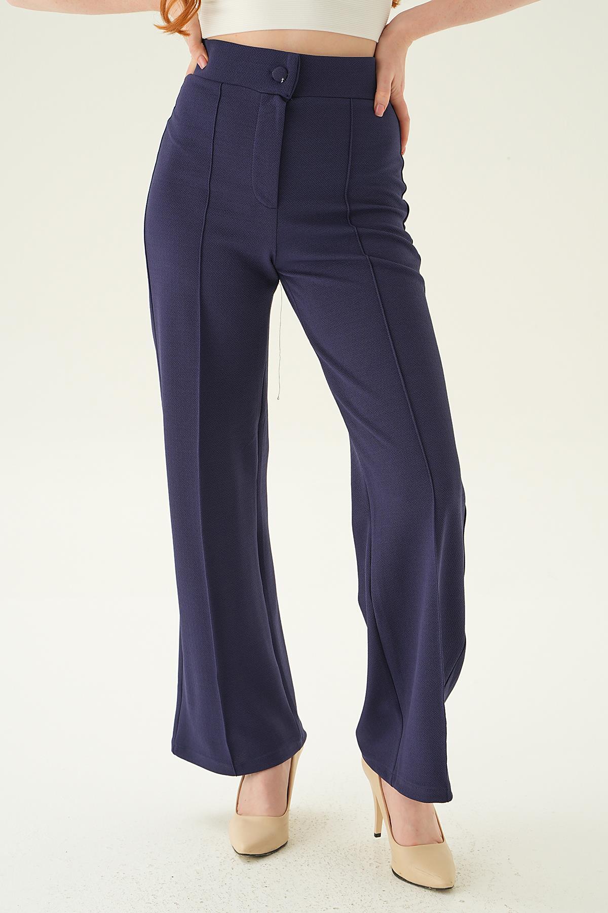 6897A Çıma Detay Geniş Pantolon Laci - 1