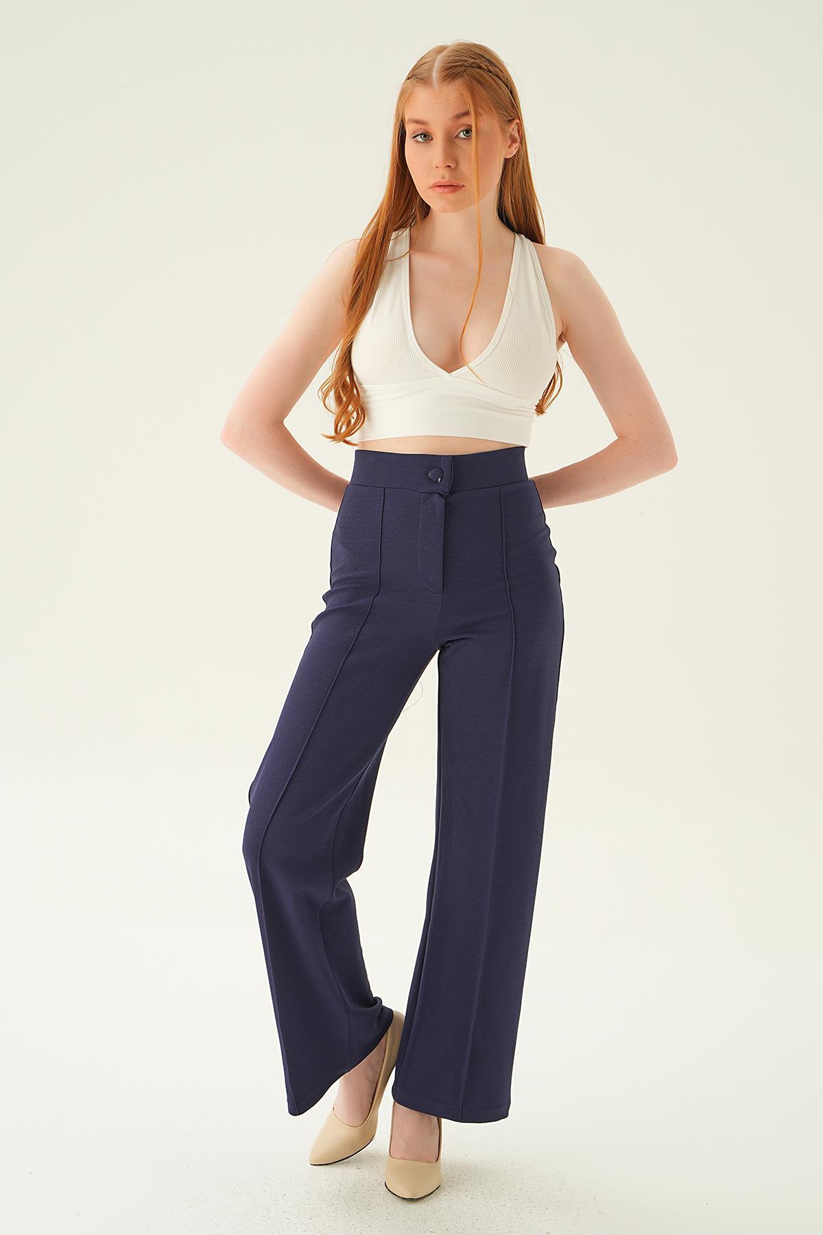 6897A Çıma Detay Geniş Pantolon Laci - 2