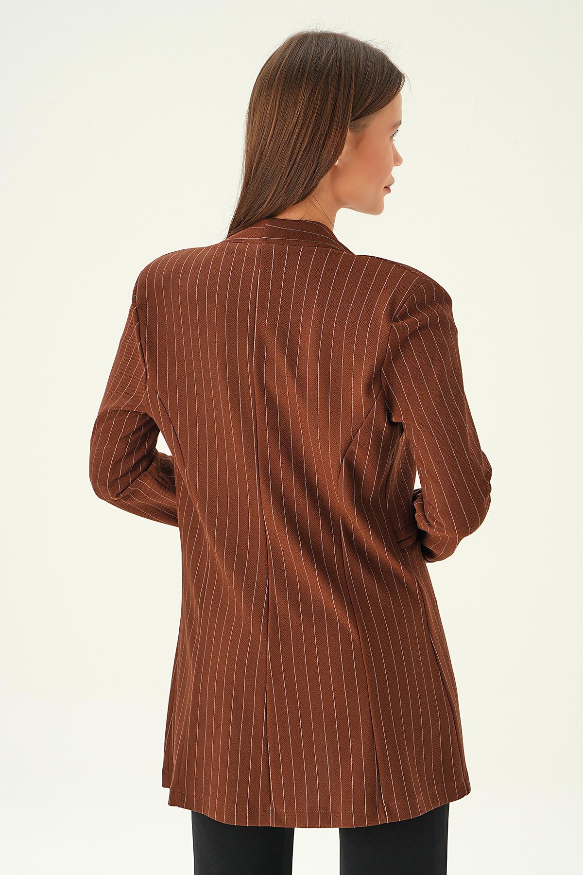 6898A Hakim Yaka Ceket Acı Kahve - 3