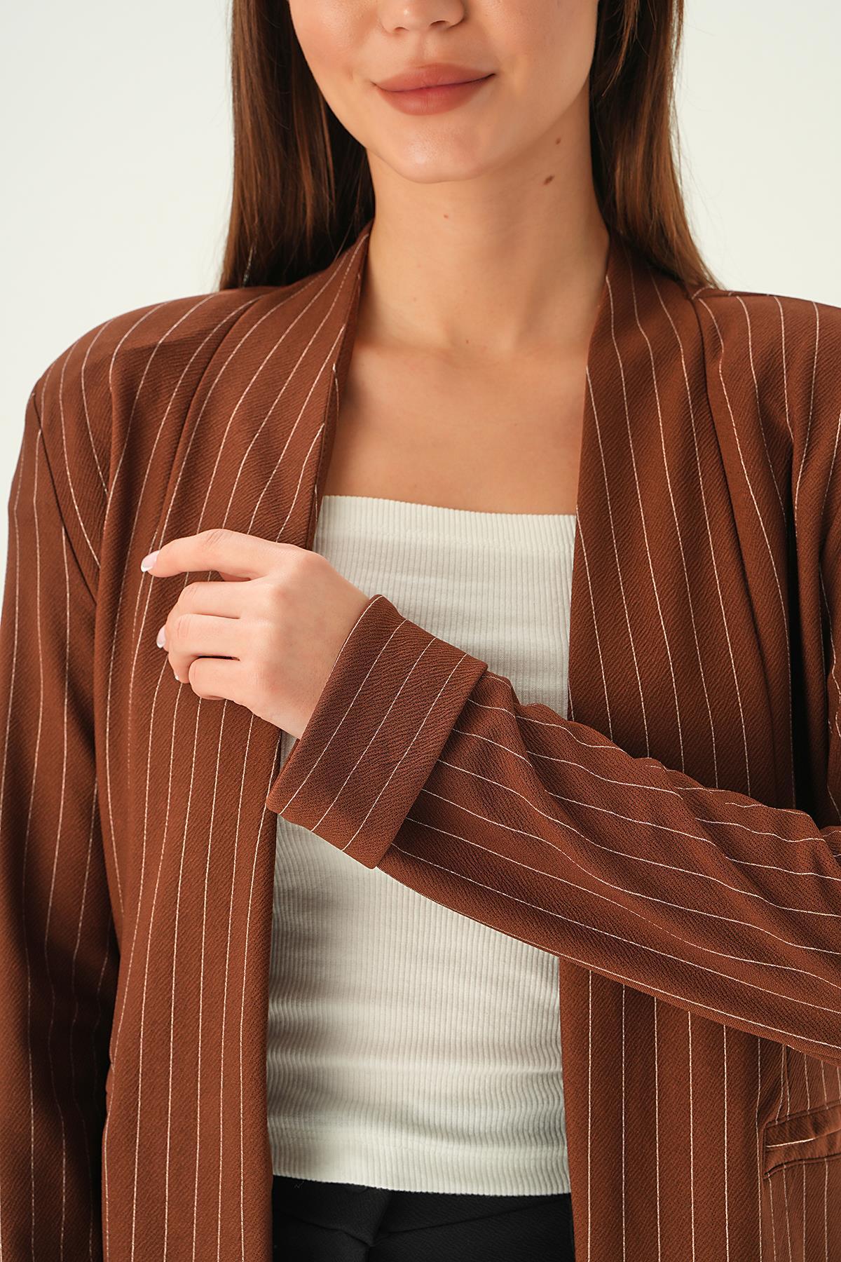 Acı Kahve Hakim Yaka Ceket 6898A - 4