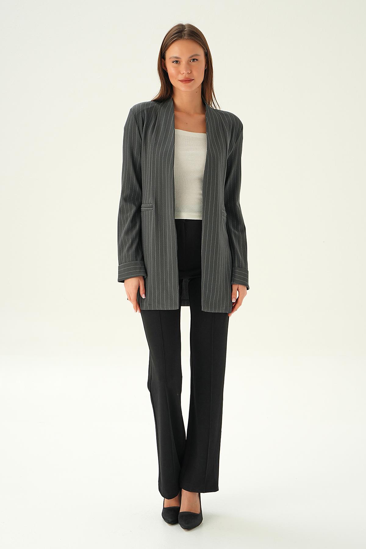 Füme Hakim Yaka Ceket 6898A 