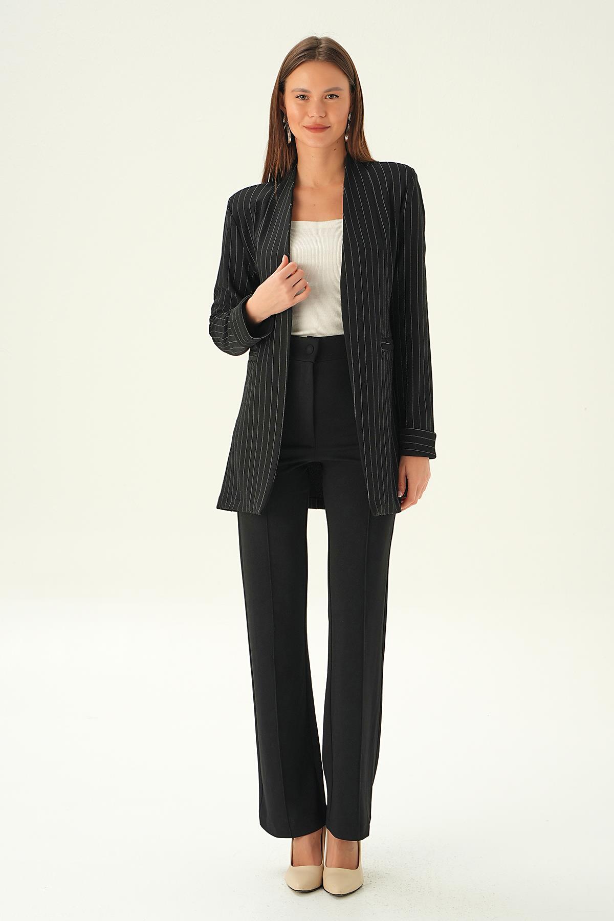 6898A Hakim Yaka Ceket Siyah - 6