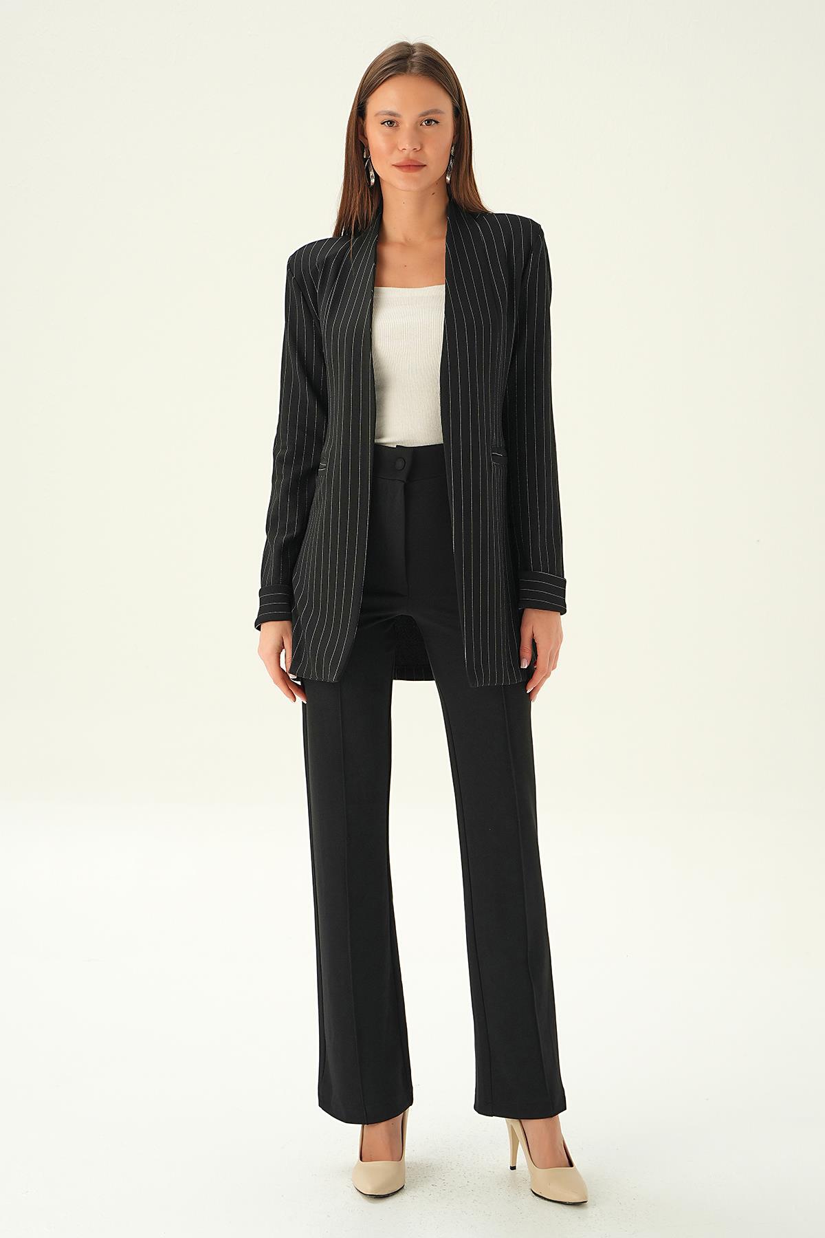 Siyah Hakim Yaka Ceket 6898A 