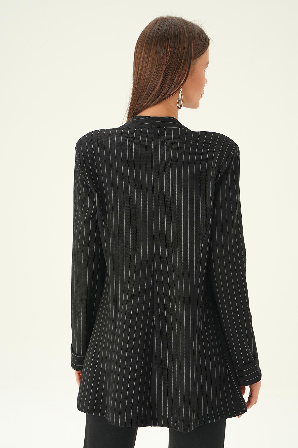 Siyah Hakim Yaka Ceket 6898A - 4