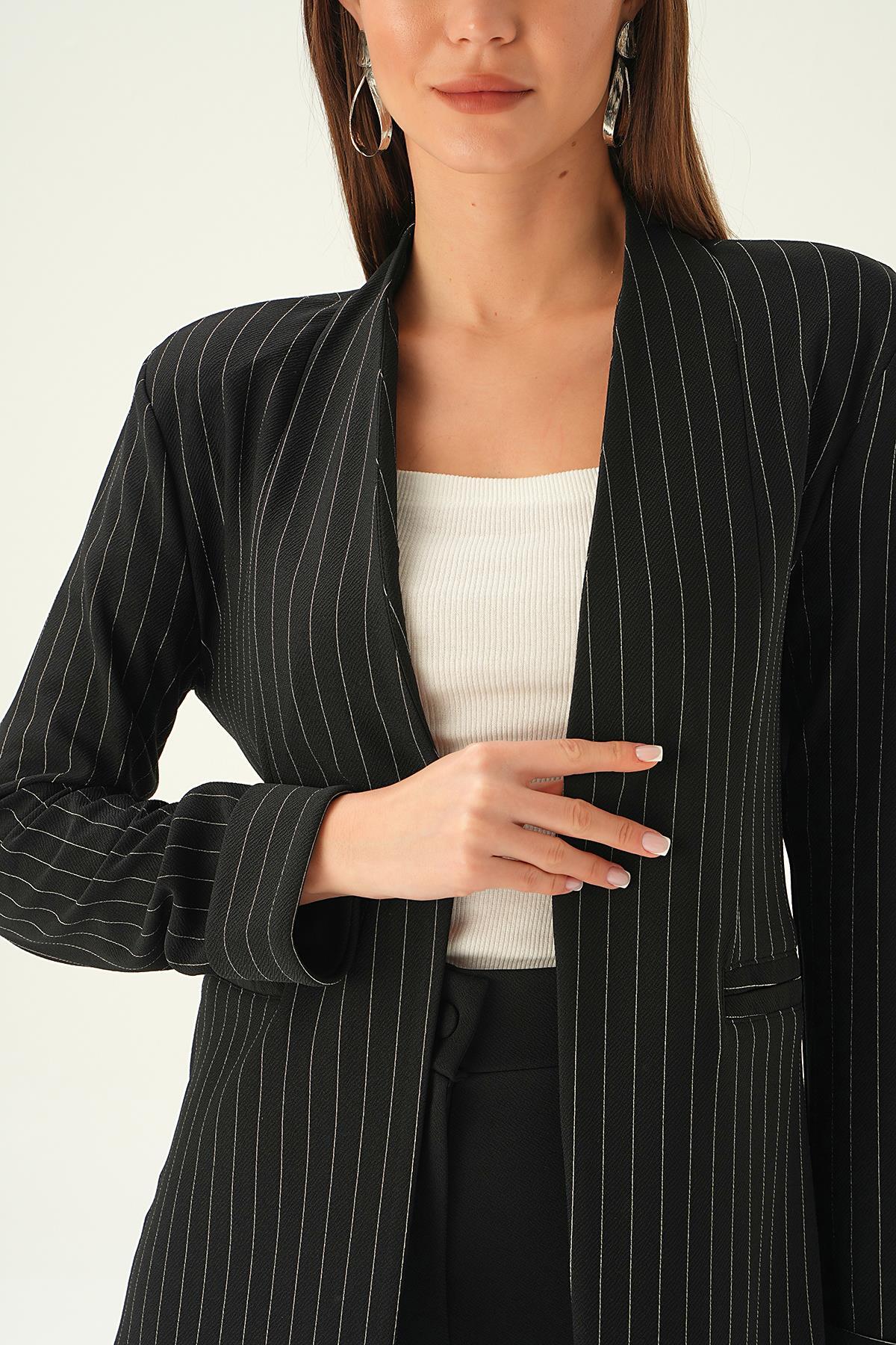 Siyah Hakim Yaka Ceket 6898A - 5