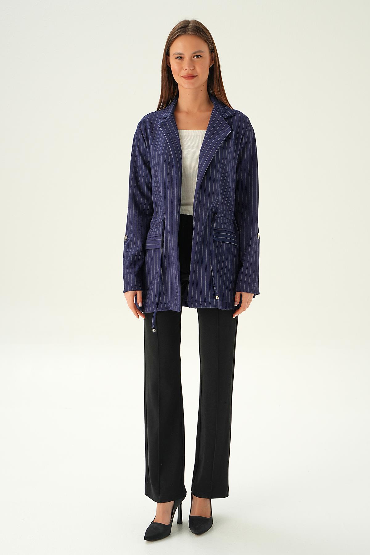 6900A Bel Bağlama Detay Ceket Laci - 6