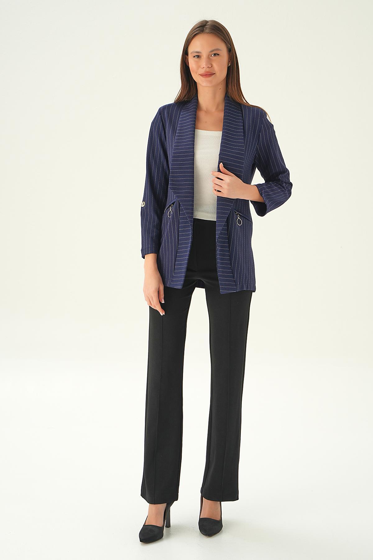 6902A Cep Detay Kol Katlamalı Ceket Laci 