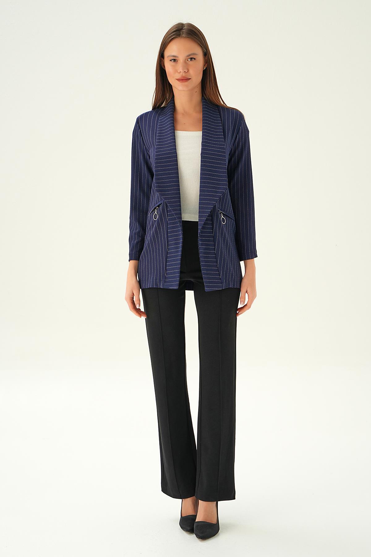 6902A Cep Detay Kol Katlamalı Ceket Laci - 6