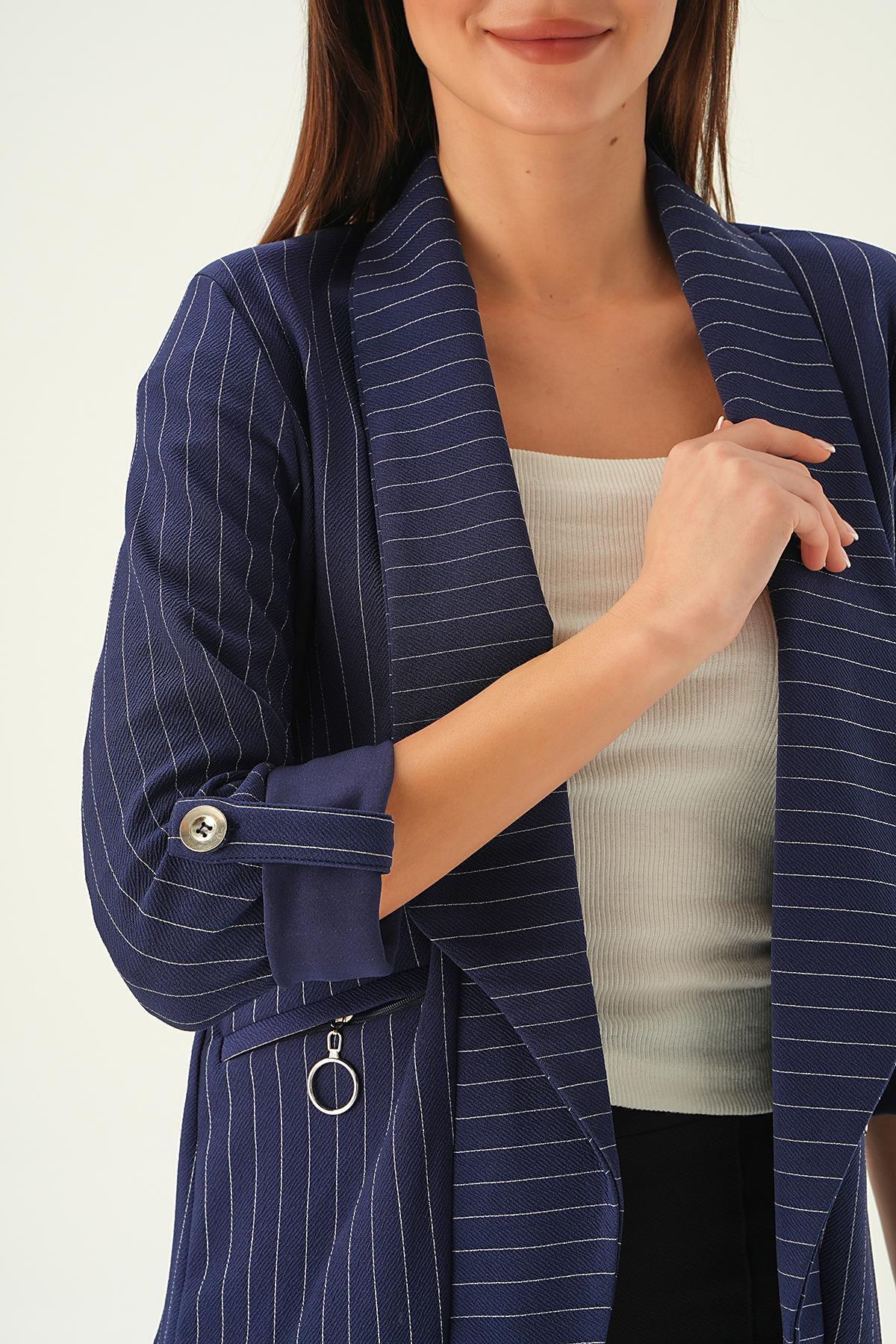 Laci Cep Detay Kol Katlamalı Ceket 6902A - 5