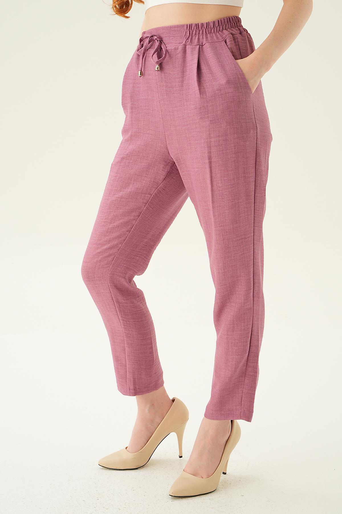 6904A Bel Lastik Havuç Pantolon Gül - 2