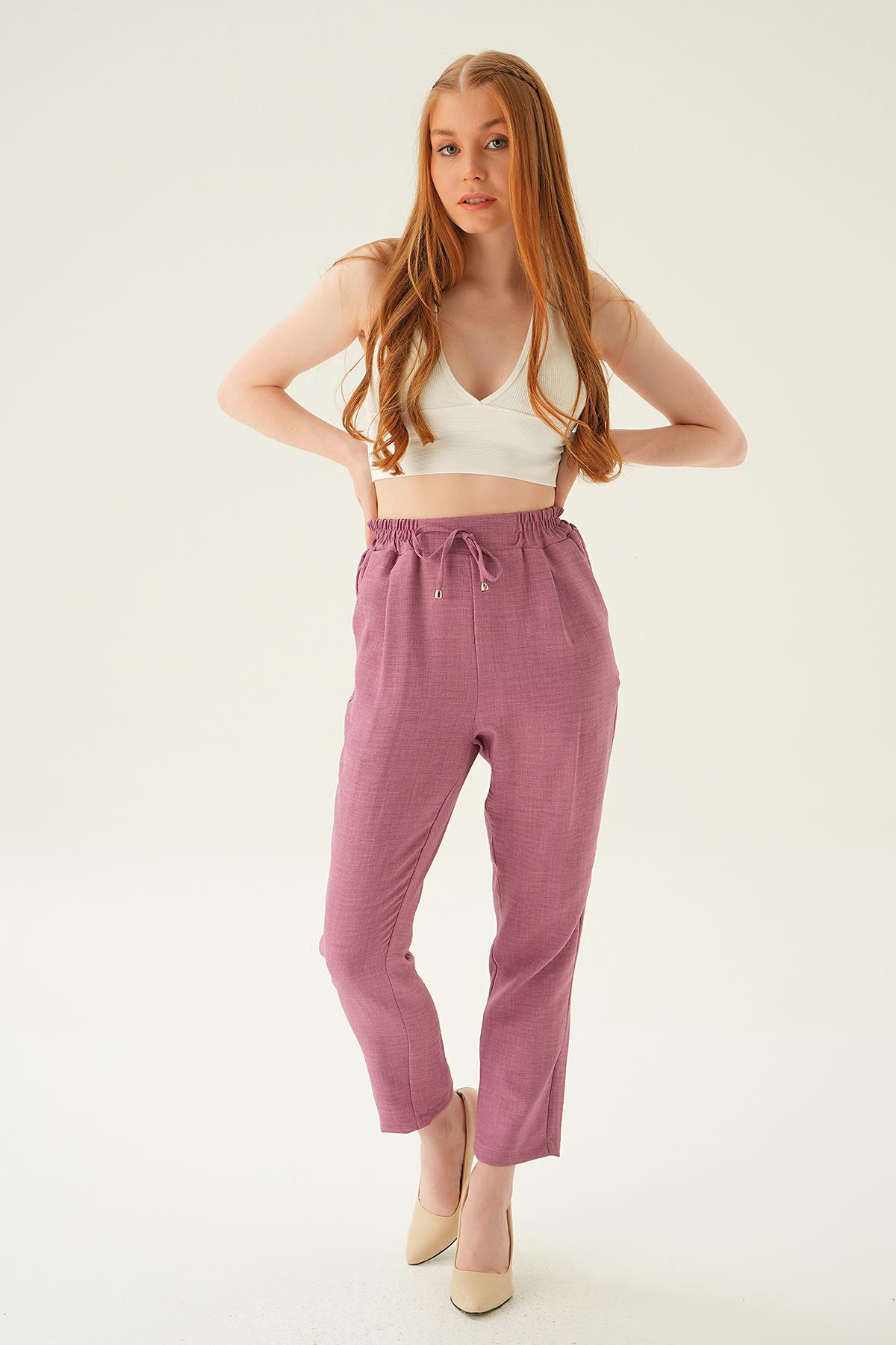 Gül Bel Lastik Havuç Pantolon 6904A 