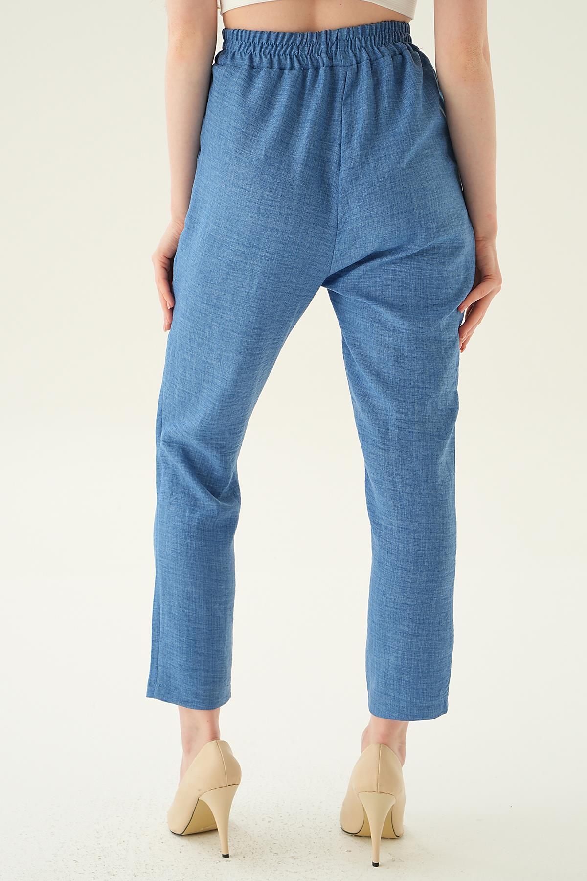 İndigo Bel Lastik Havuç Pantolon 6904A - 4