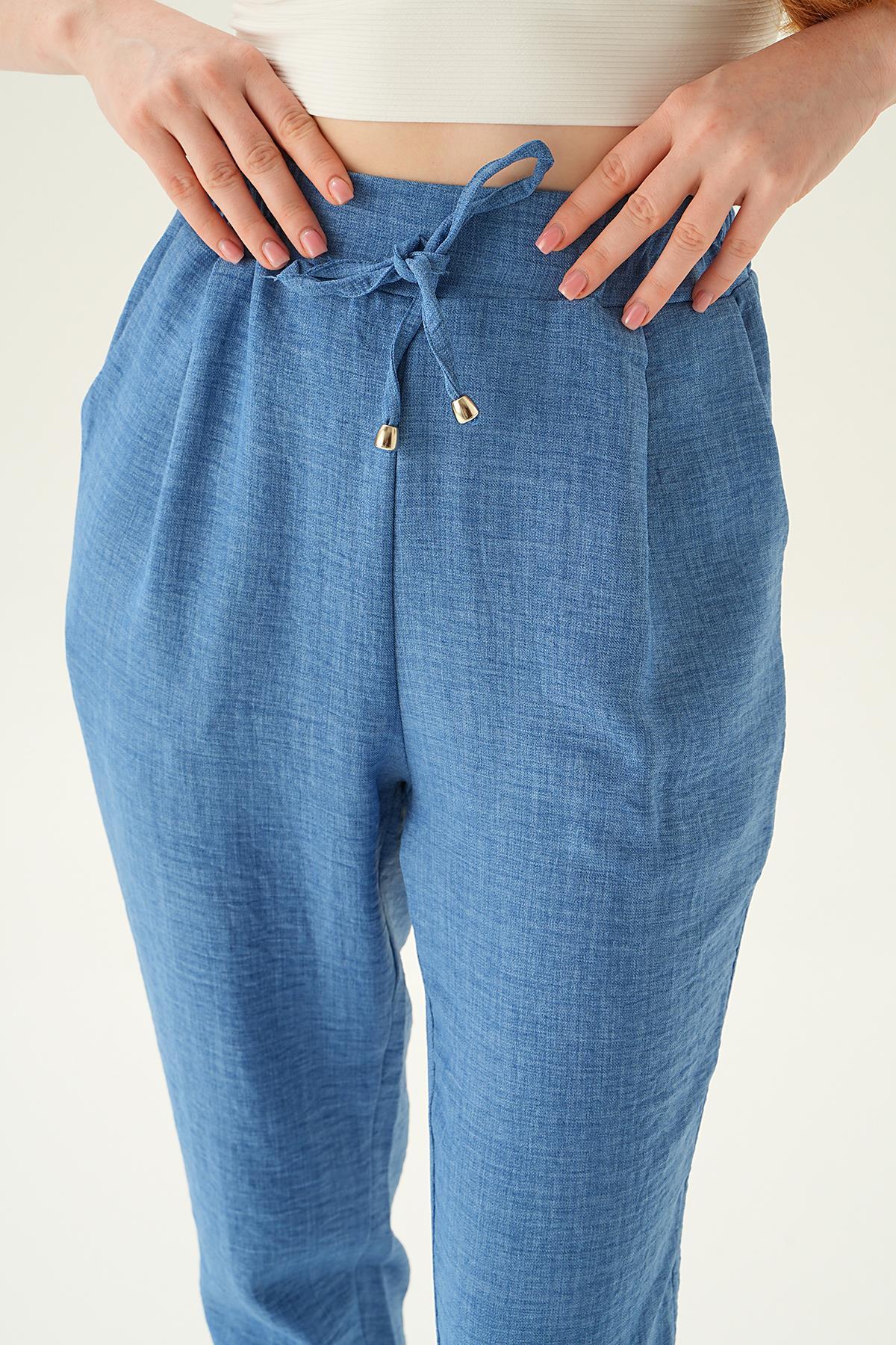 İndigo Bel Lastik Havuç Pantolon 6904A - 5